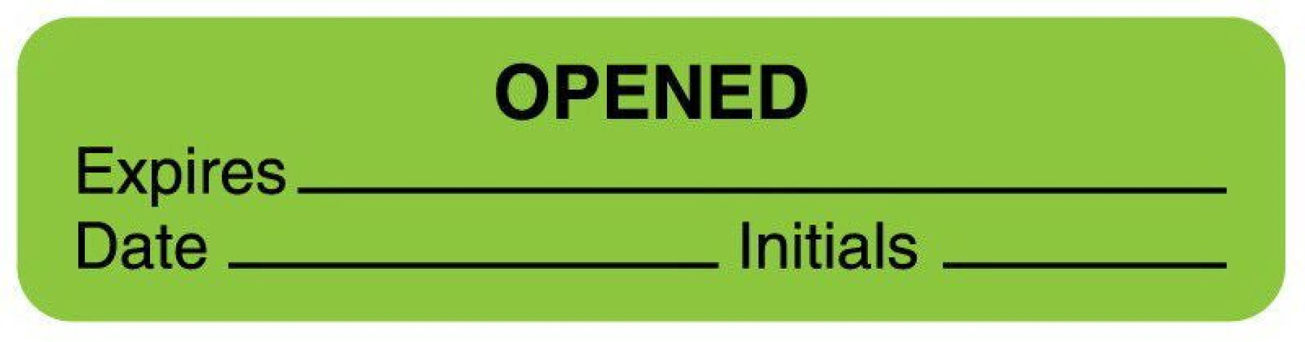 United Ad Label - ULFP186 Pre-Printed Label Spee-D-Date® Auxiliary Label Green Paper OPENED Expires_________Date_____Initials_____ Quality Control Label 3/8 X 1-5/8 Inch