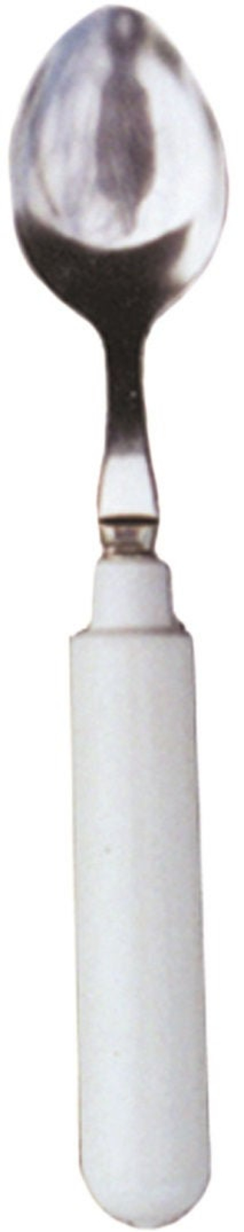 Fabrication Enterprises - 61-0043 Soup Spoon Comfort Grip Lightweight Silver / White Vinyl-Coated / Stainless Steel