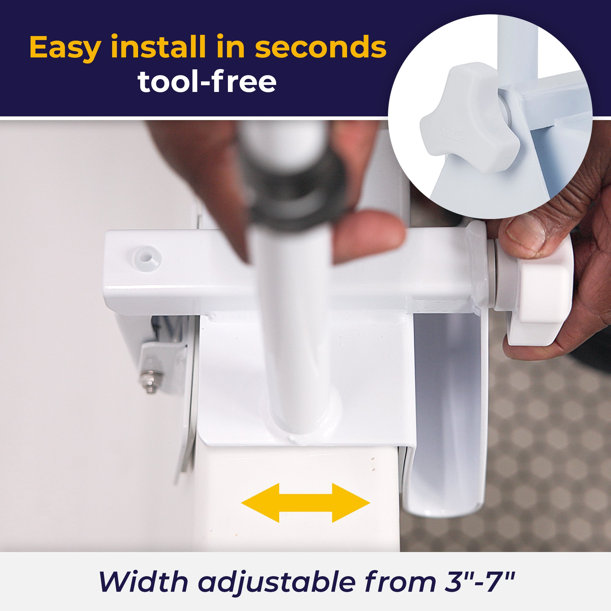 Drive DeVilbiss Healthcare RTL12036-ADJ - drive™ Clamp-On Tub Rail, White Steel, 14.5 – 17 Inch Height - 1/Each