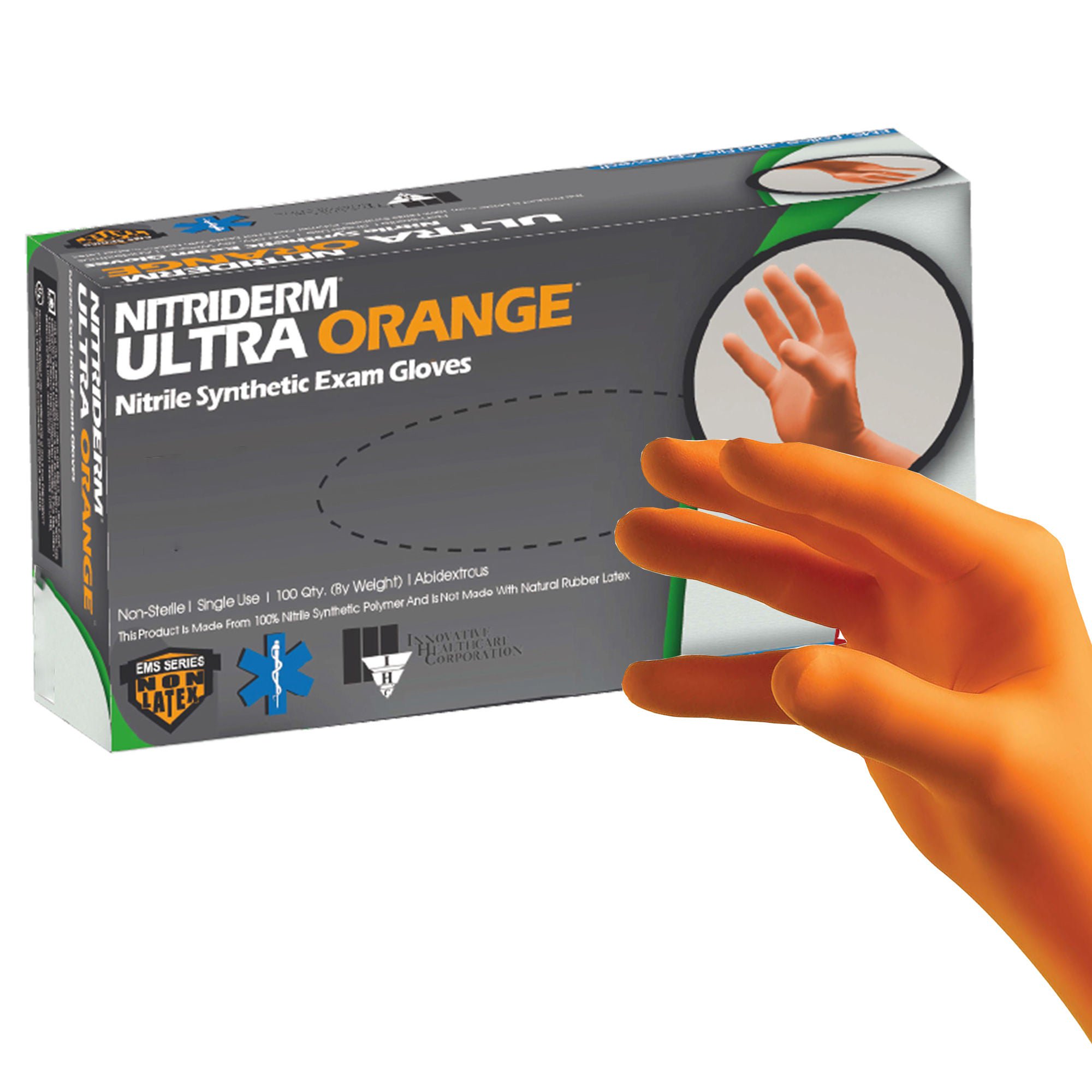 Innovative Healthcare Corp - 199100 NitriDerm® Ultra Orange™ Nitrile Exam Glove