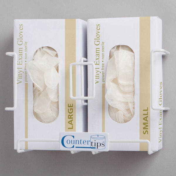 McKesson Brand - 77352 Glove Box Holder McKesson Horizontal or Vertical Mounted 2-Box Capacity White 11.8 X 4.3 X 7.7 Inch Vinyl-Coated Steel