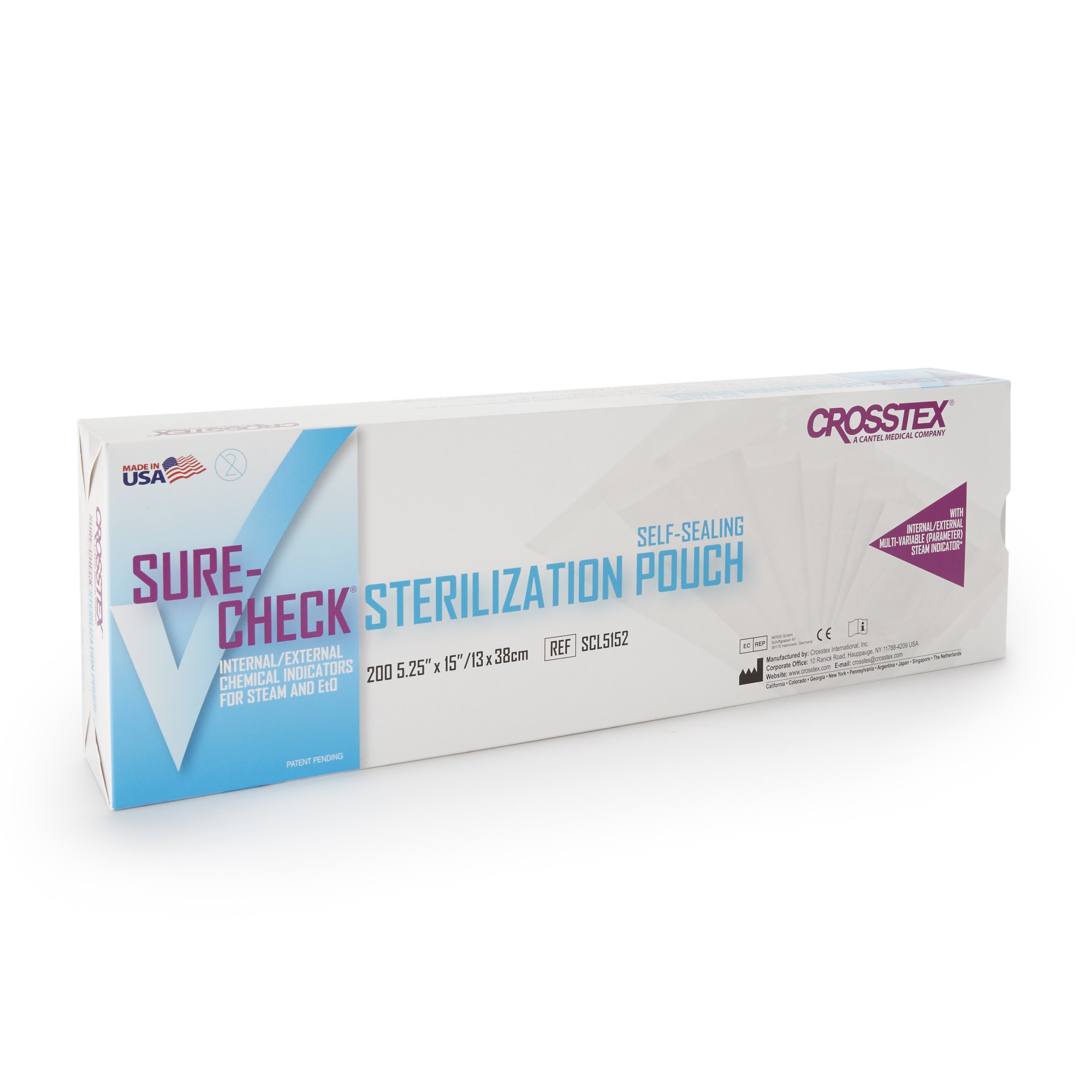 SPS Medical Supply SCL5152 - Sure-Check® Sterilization Pouch, 5¼ x 15 Inch - 200/Box, 2000/Case