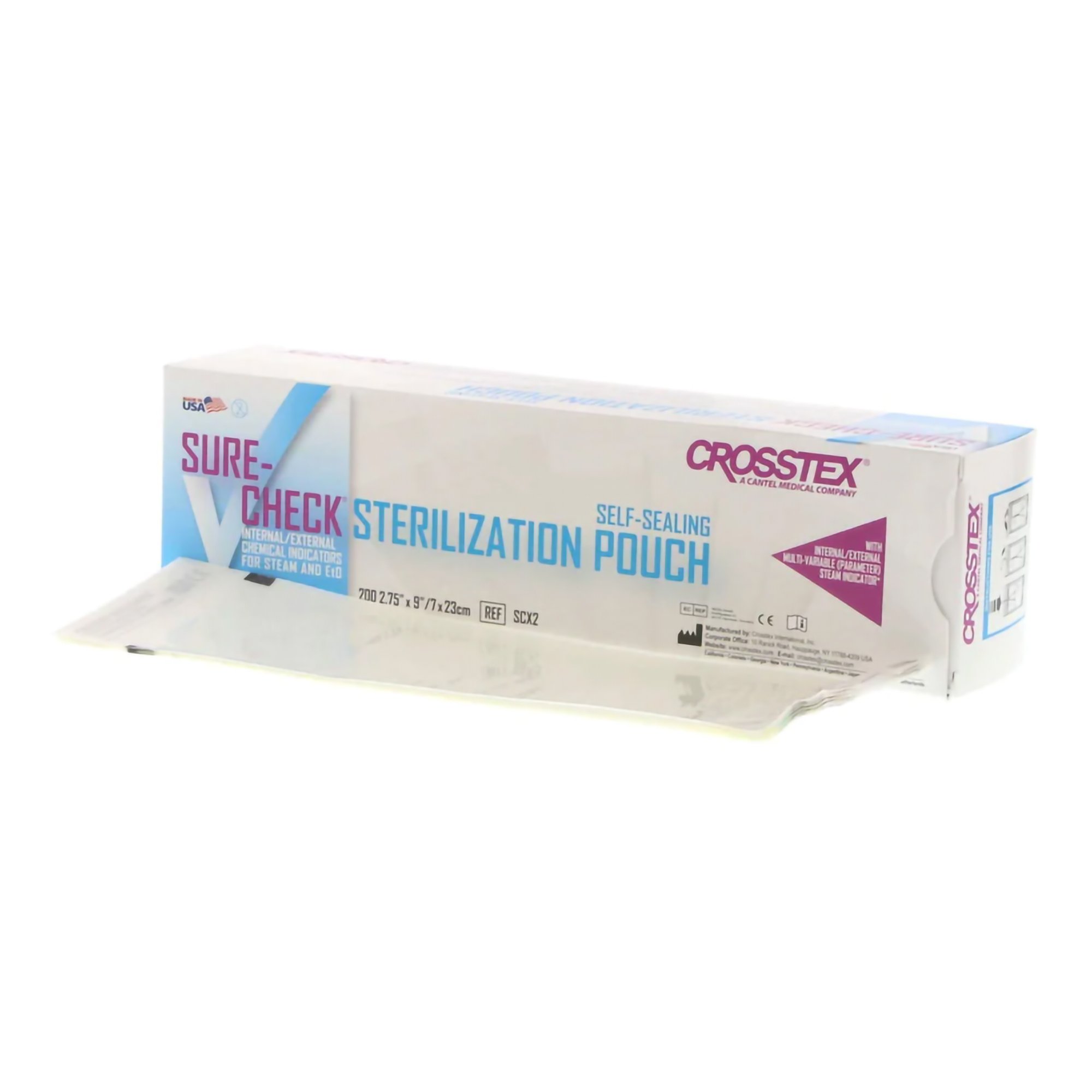 SPS Medical Supply SCX2 - Sure-Check® Sterilization Pouch, 2¾ x 9 Inch - 200/Box, 4000/Case