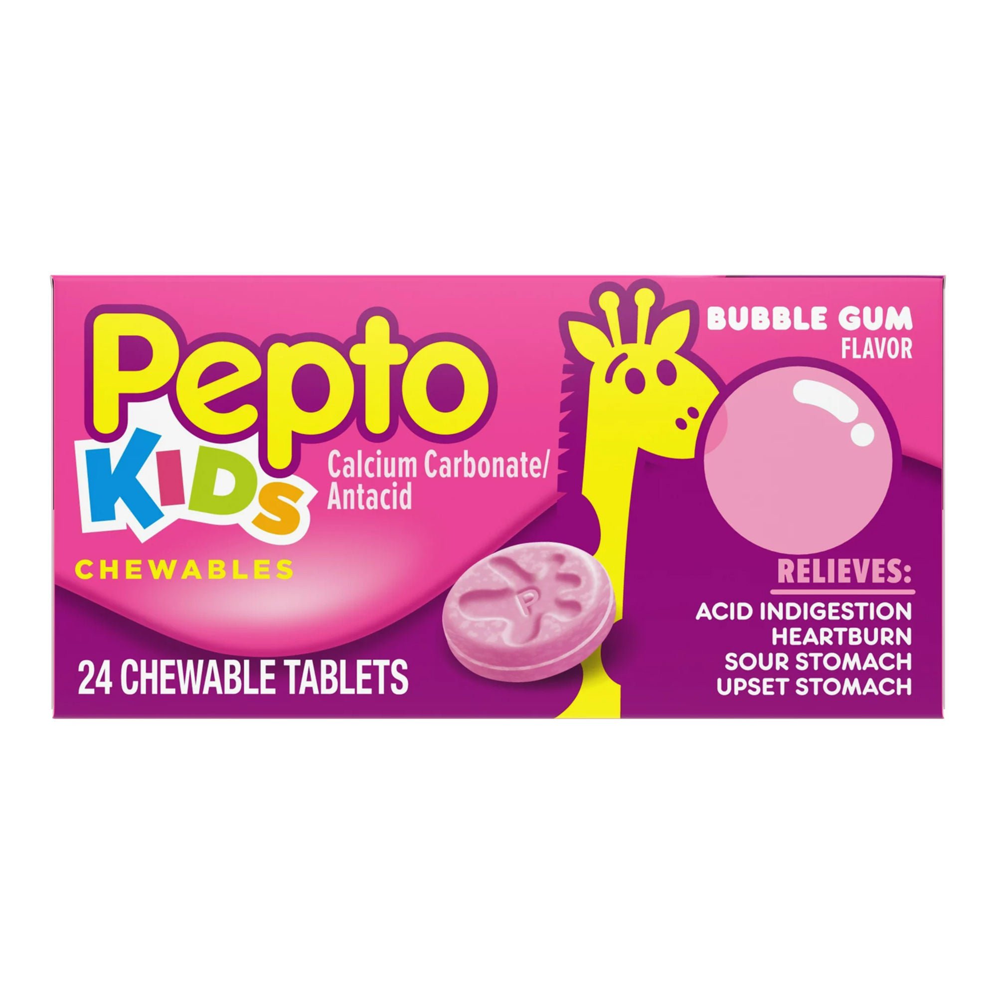 Procter & Gamble - 37000049024 Pepto Kids Chewable Tablets Bubble Gum Flavor