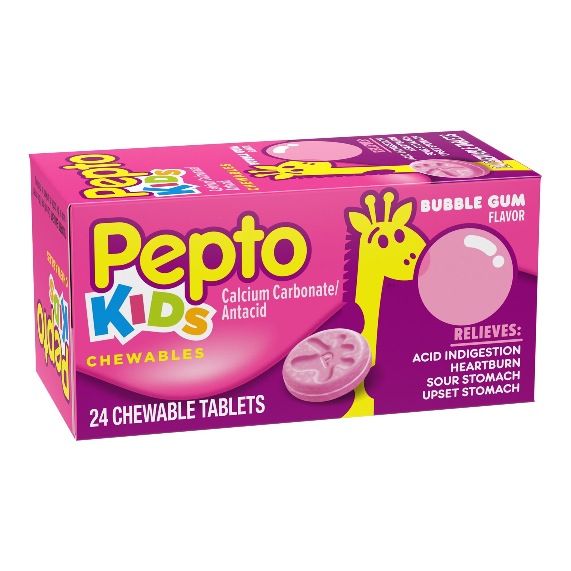 Procter & Gamble 37000049024 - Pepto Kids Chewable Tablets Bubble Gum Flavor - 24/Box
