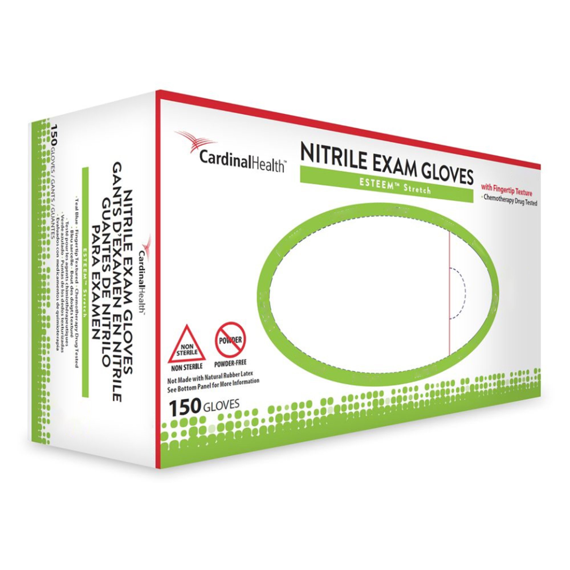 Cardinal 8857NLB - Esteem™ Stretch Nitrile Exam Glove, Large, Teal - 150/Box, 1500/Case