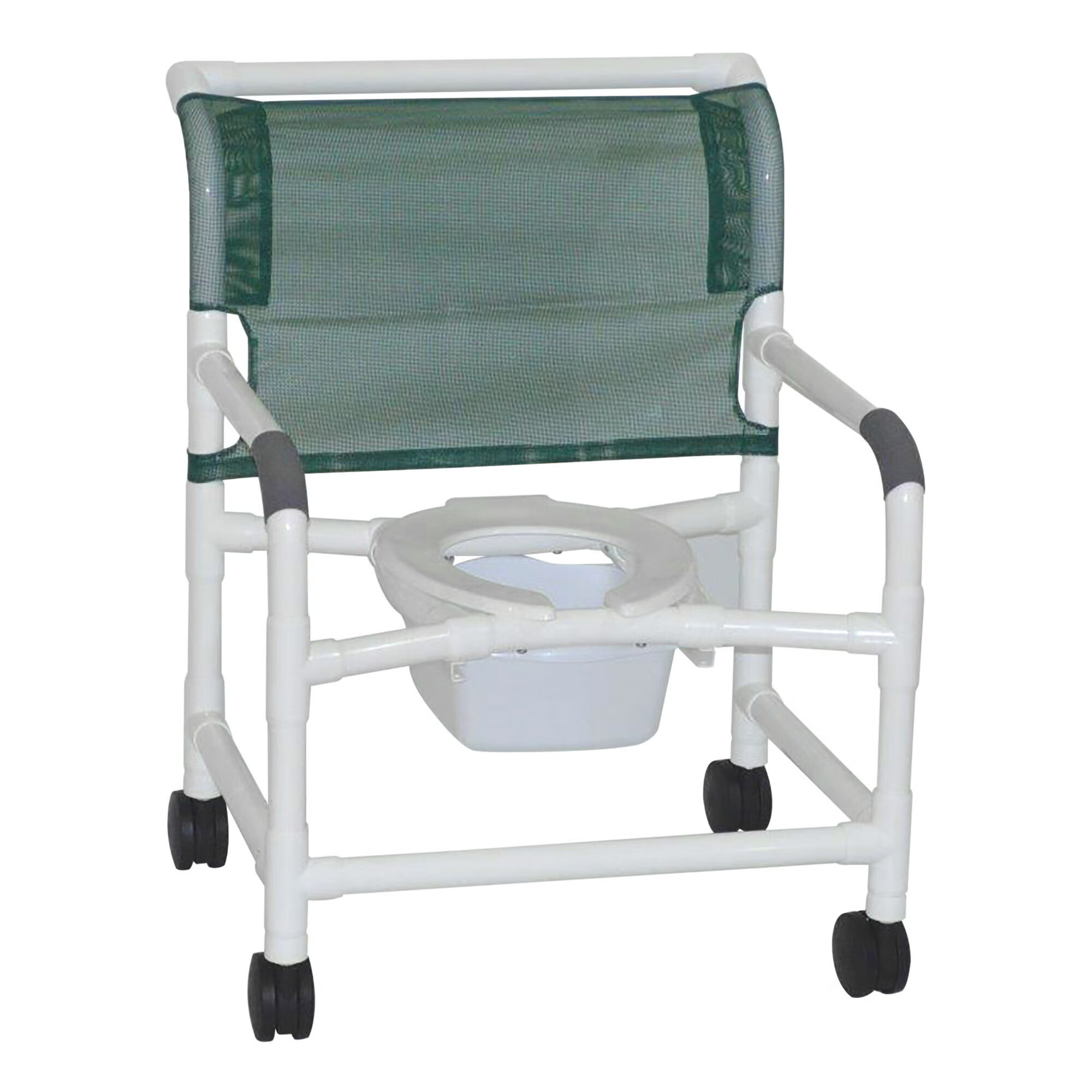 MJM International - 126-4-NB Shower Chair MJM International Fixed Arms PVC Frame Mesh Backrest with Pushbar 26 Inch Seat Width 425 lbs. Weight Capacity