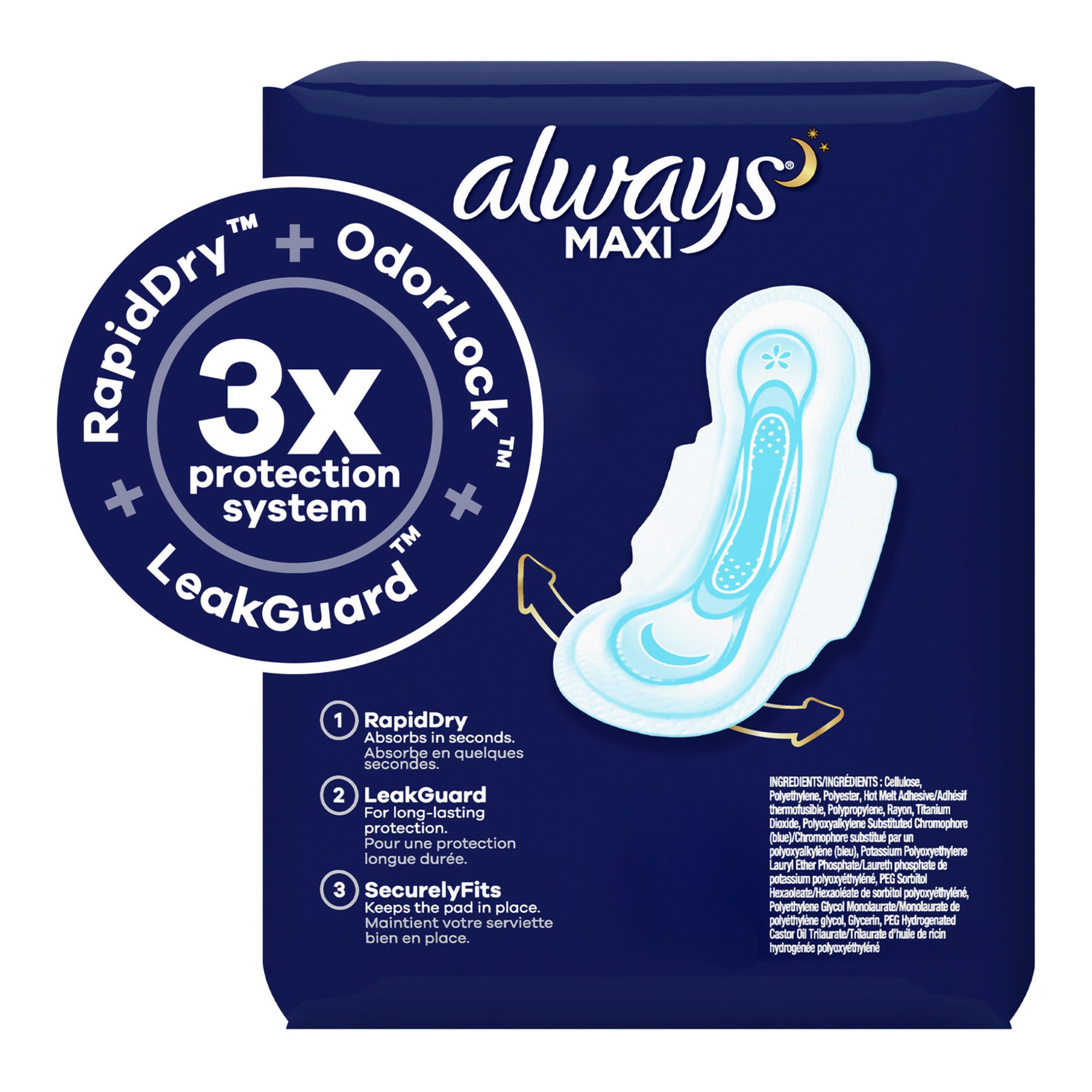 Procter & Gamble 03700017902 - Always® Maxi Extra Heavy Overnight Pads with Wings, Size 5 - 20/Pack