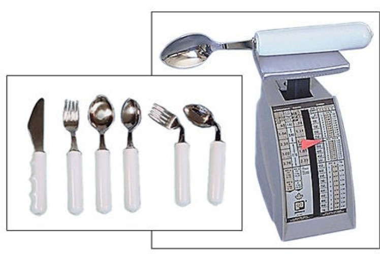 Fabrication Enterprises - 61-0030 Knife Comfort Grip Weighted Silver / White Vinyl-Coated / Stainless Steel