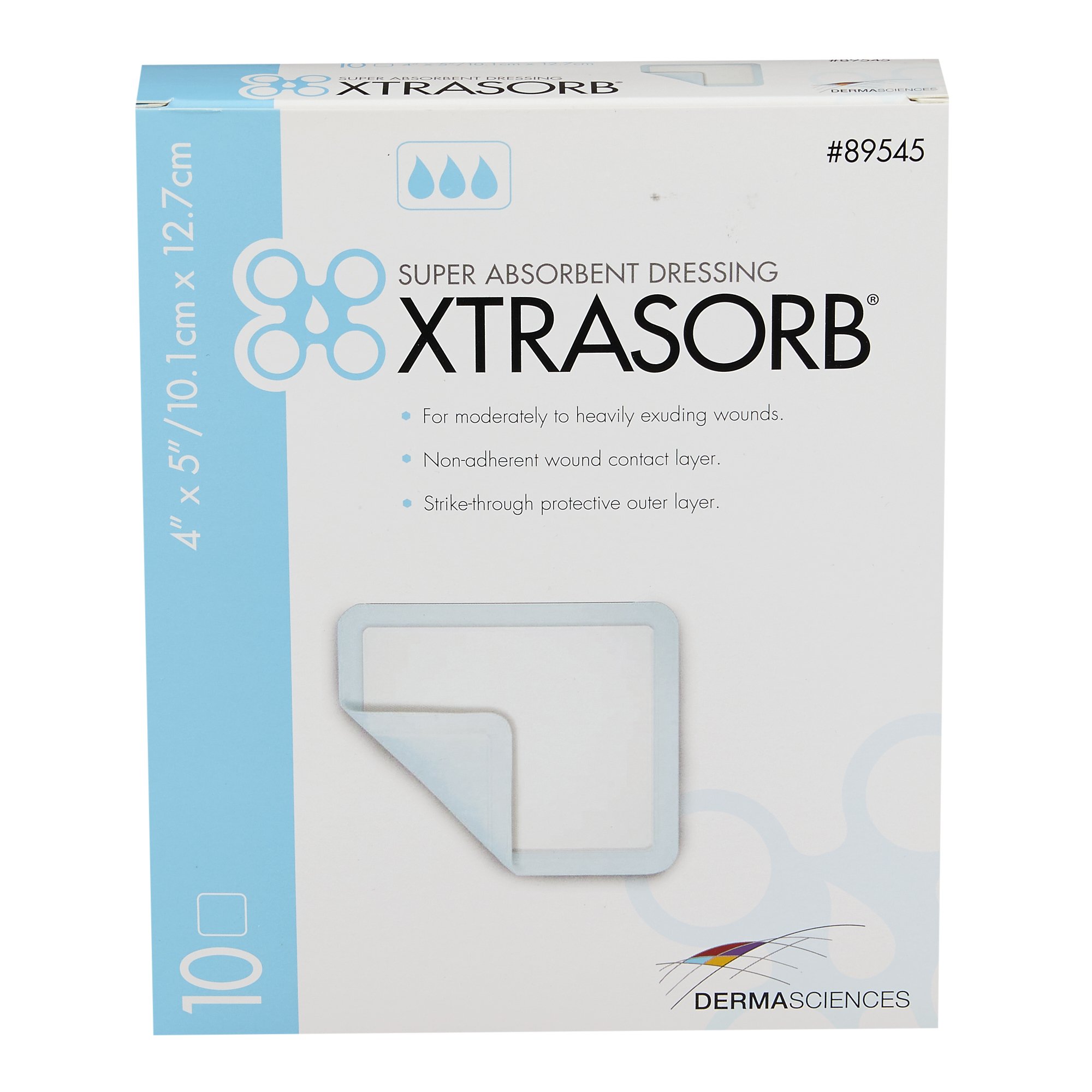 Gentell 89545 - xtrasorb™ Classic Gelling Foam Dressing, 4 x 5 Inch - 10/Box, 100/Case