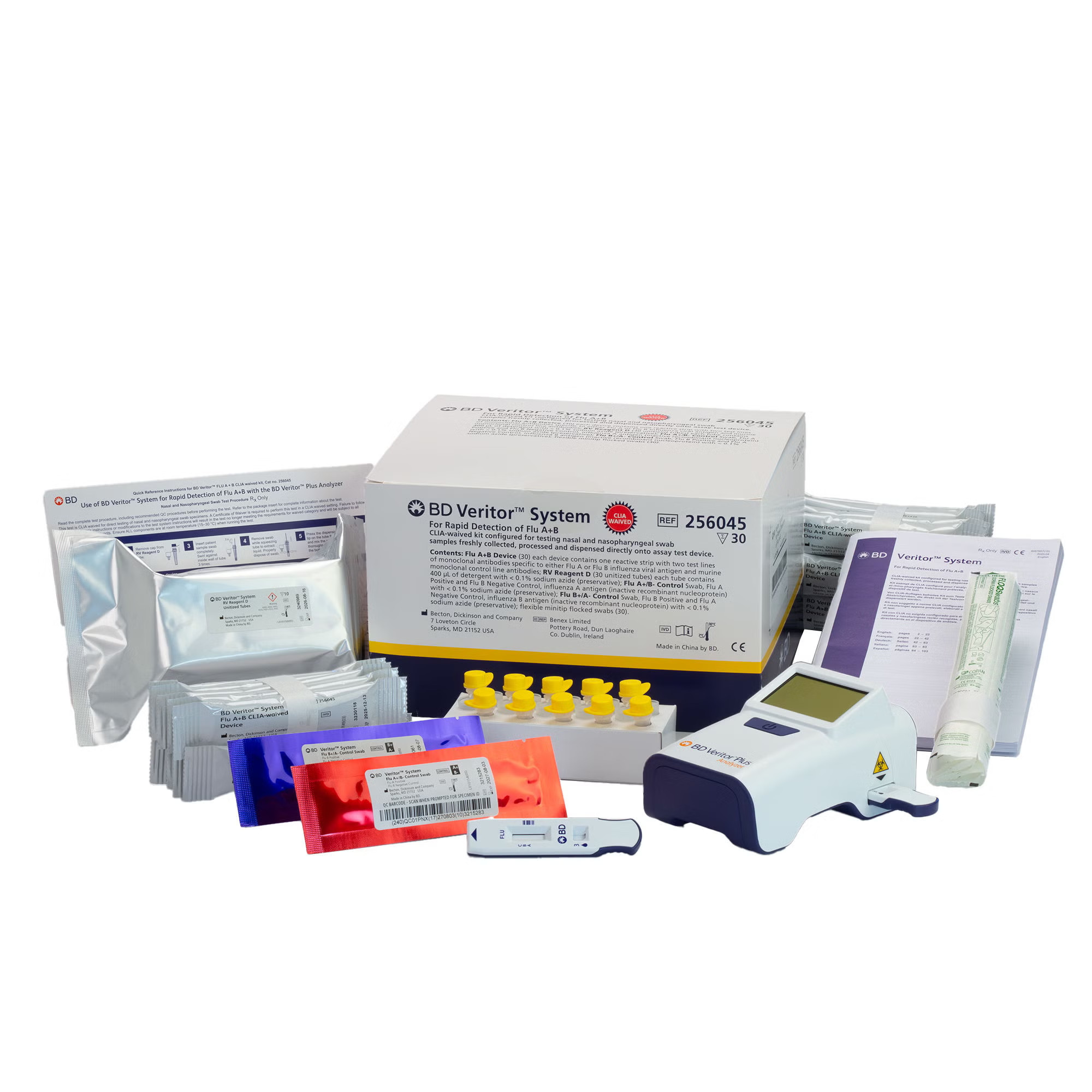 BD - 256045 Respiratory Test Kit BD Veritor™ System Influenza A + B 30 Tests CLIA Waived