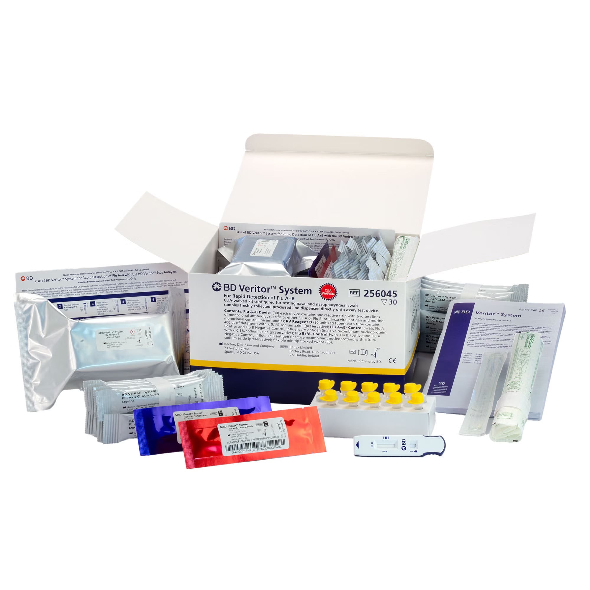 BD - 256045 Respiratory Test Kit BD Veritor™ System Influenza A + B 30 Tests CLIA Waived