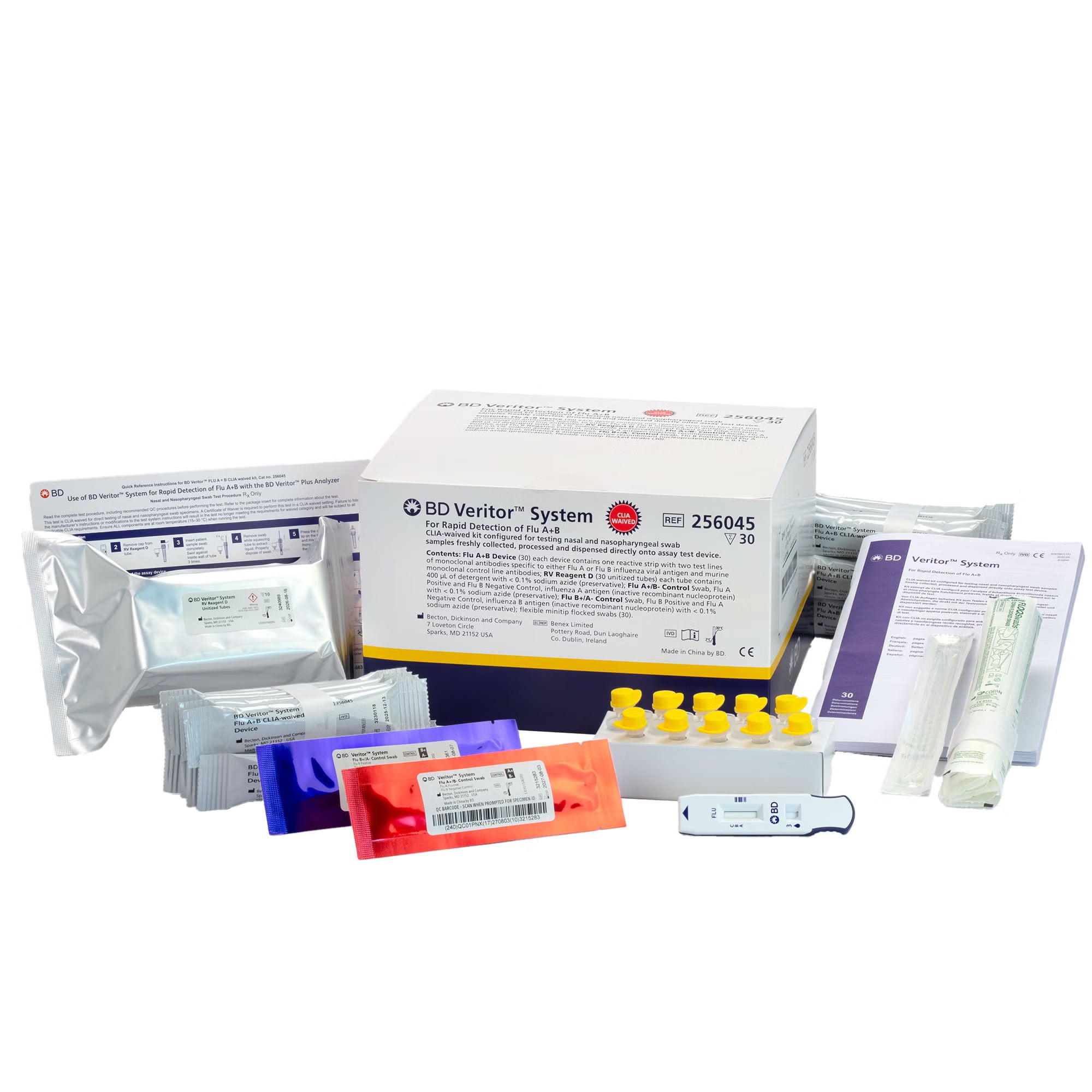 BD - 256045 Respiratory Test Kit BD Veritor™ System Influenza A + B 30 Tests CLIA Waived