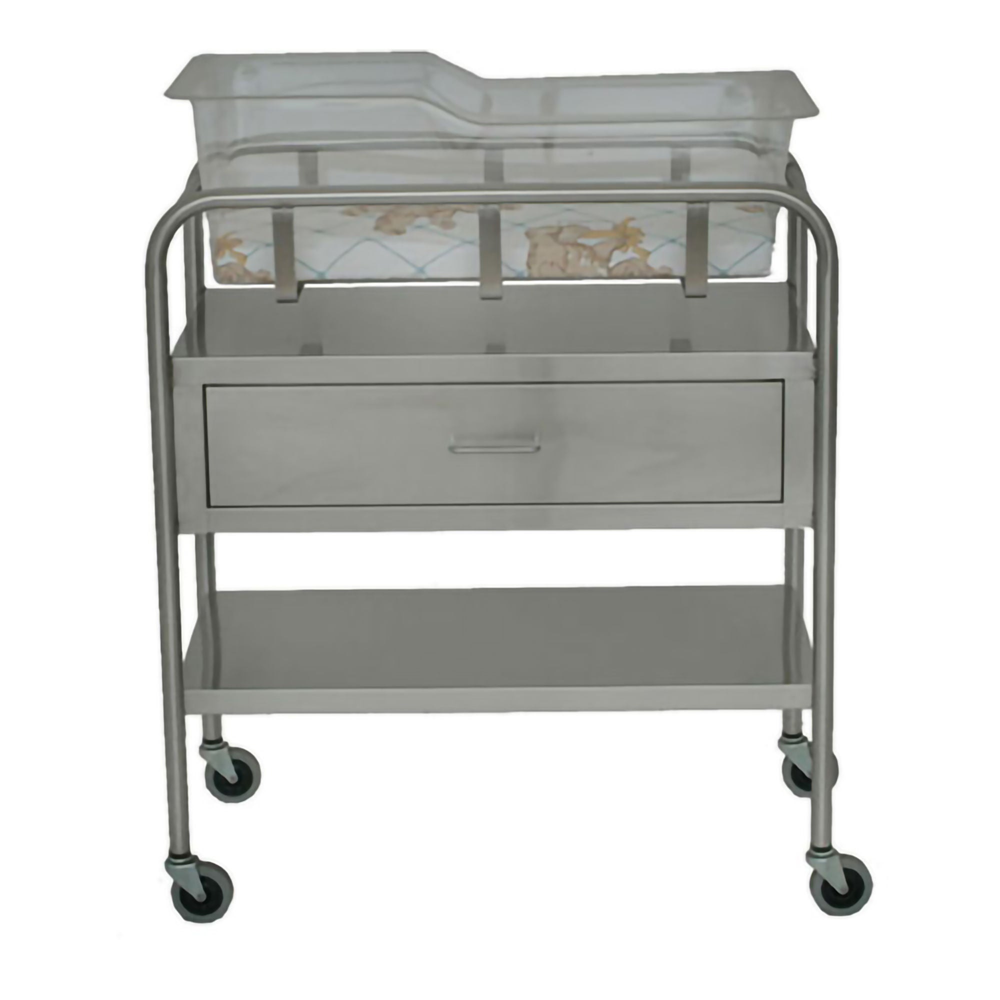 UMF Medical - SS8525 Bassinet Cart with Drawer Stainless Steel 17 X 31-1/4 X 35.375 Inch 20 lbs. Weight Capacity