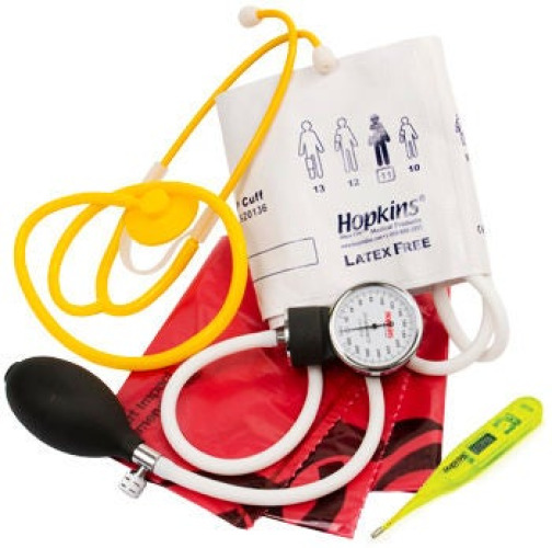 Hopkins Medical Products - 695257 Single Patient Use MRSA Kit with thermometer Hopkins® 25 to 40 cm Child Cuff Single Head Disposable Stethoscope Pocket Aneroid