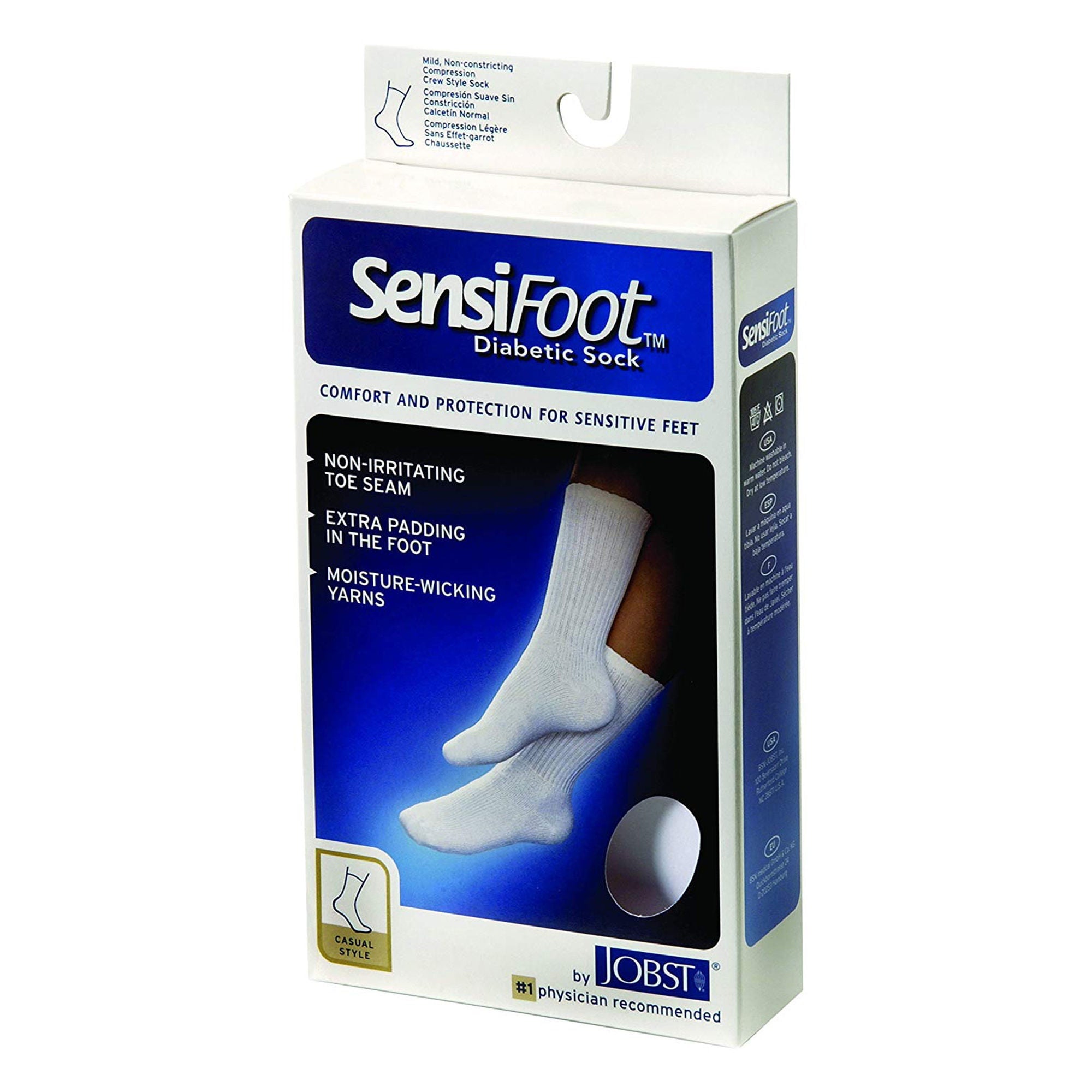 BSN Medical - 110852 Diabetic Compression Socks Jobst® Sensifoot™ Crew Medium Black Closed Toe