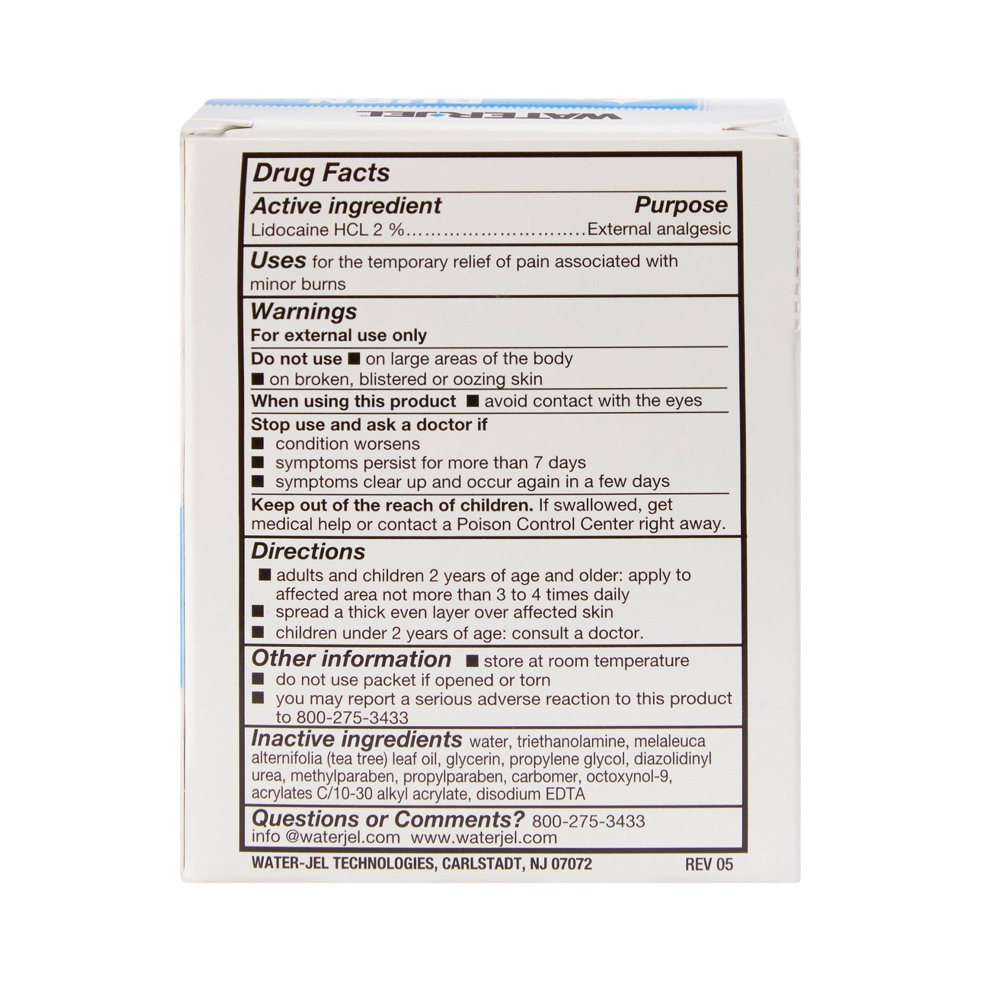 Safeguard US Operating LLC - 600U-1.00.000 Water Jel® Burn Jel® Lidocaine Burn Relief