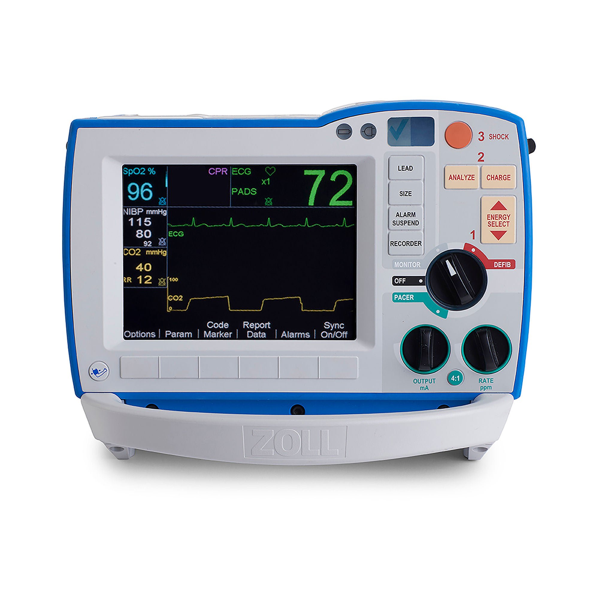 Zoll Medical - 30320000001130012 Defibrillator / Monitor Unit Automatic / Manual Operation Zoll® R Series ALS Paddles Contact AC Power / Battery Operated LCD Display