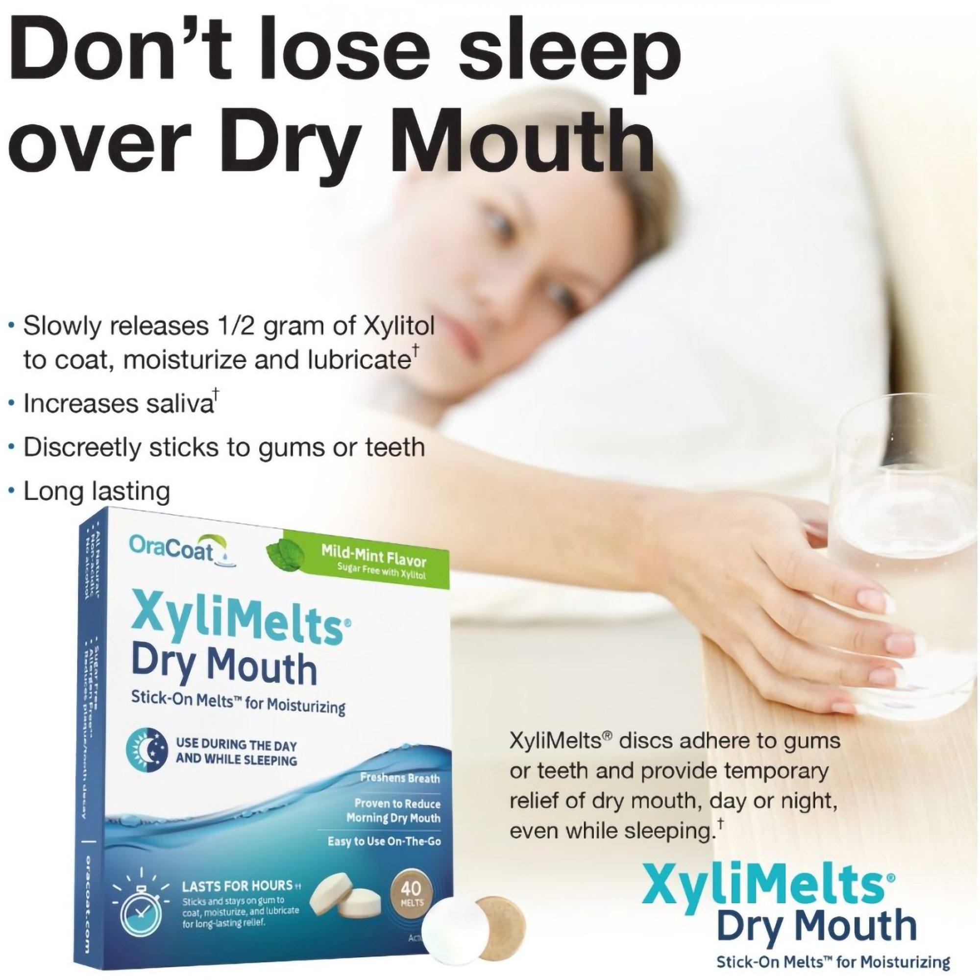 Orahealth USA 85593300051 - OraCoat XyliMelts Stick-On Melts for Moisturizing, Mild Mint - 40/Carton