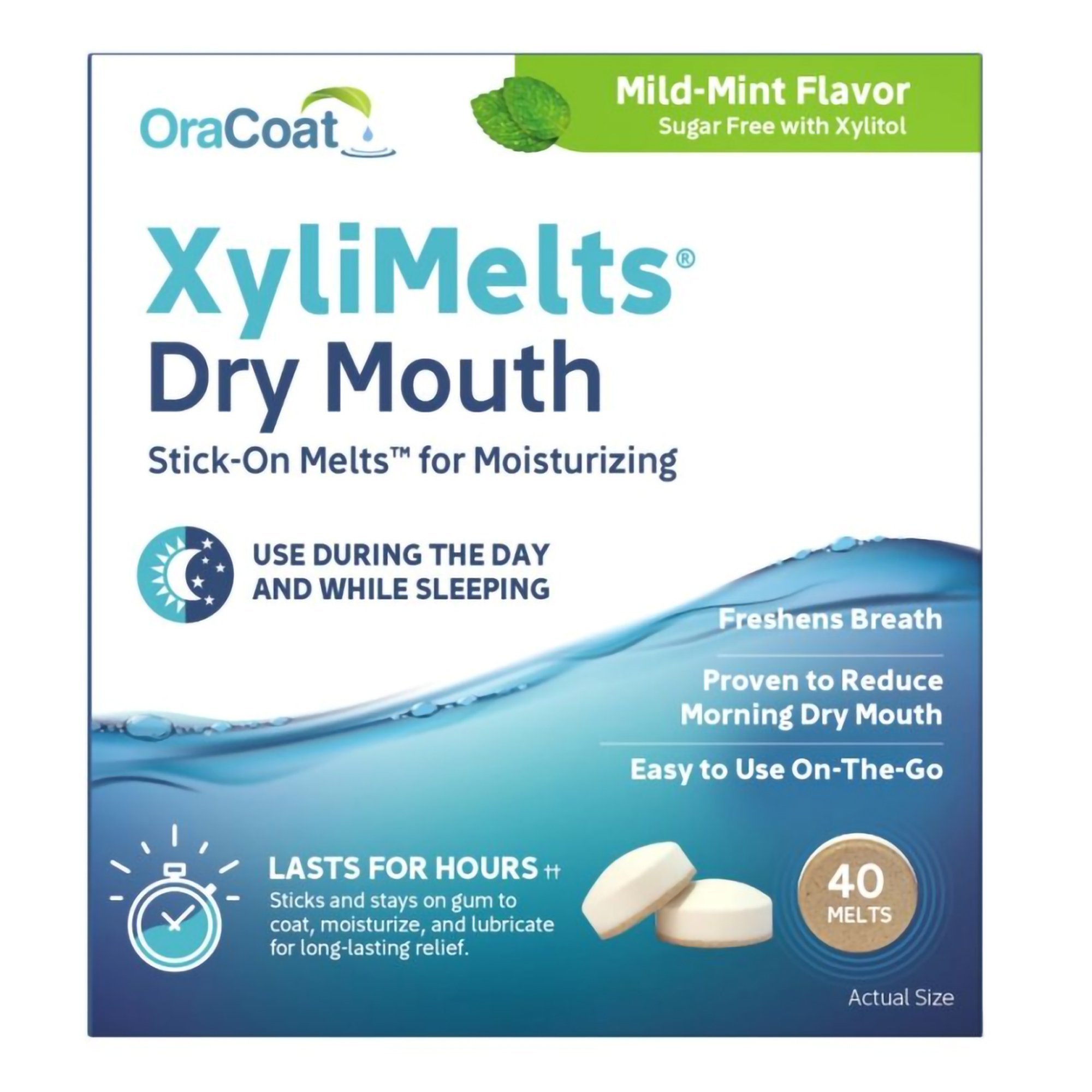 Orahealth USA 85593300051 - OraCoat XyliMelts Stick-On Melts for Moisturizing, Mild Mint - 40/Carton