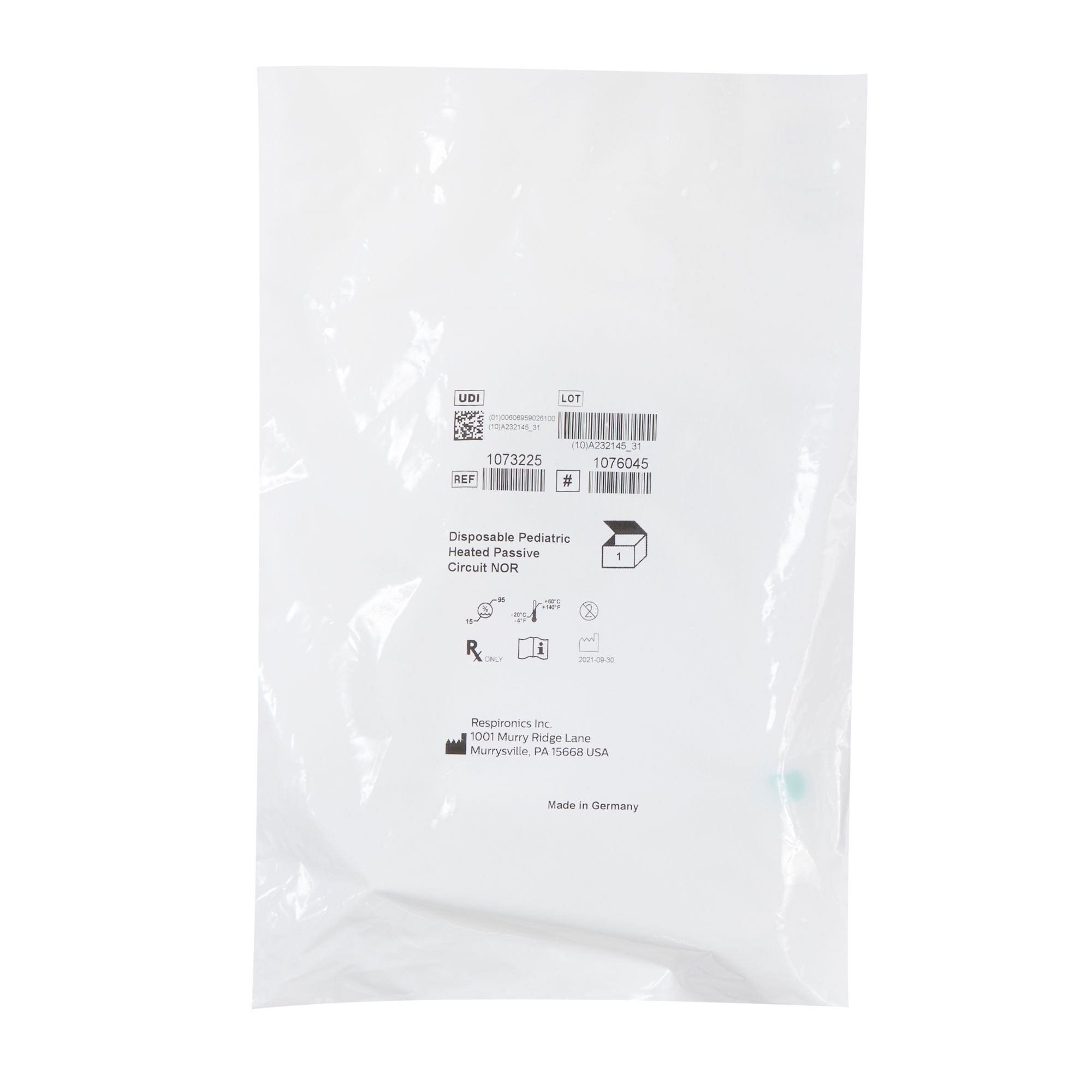 Respironics - 1073225 Ventilator Circuit Respironics® Pediatric Without Breathing Bag Single Patient Use Passive Circuit