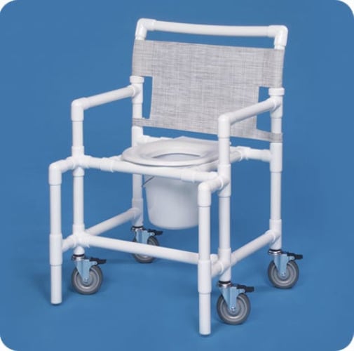 IPU - SCC9250 OS Commode / Shower Chair ipu® Fixed Arms PVC Frame Mesh Backrest 28 Inch Seat Width 450 lbs. Weight Capacity