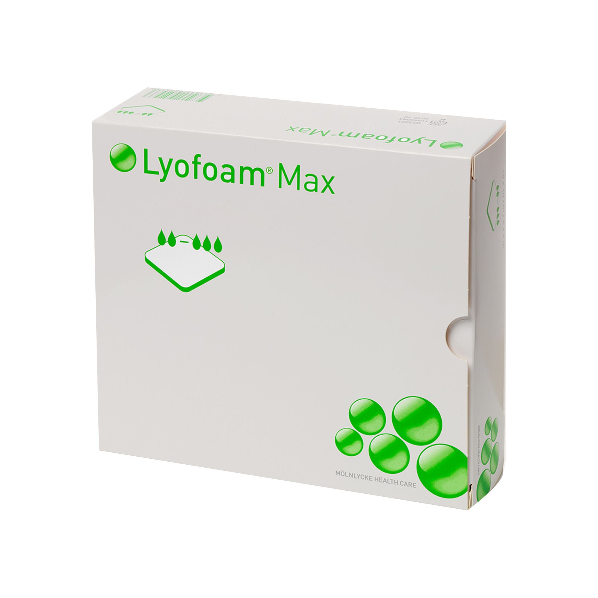 Molnlycke - 603201 Foam Dressing Lyofoam® Max 4 X 4 Inch Without Border Film Backing Nonadhesive Square Sterile