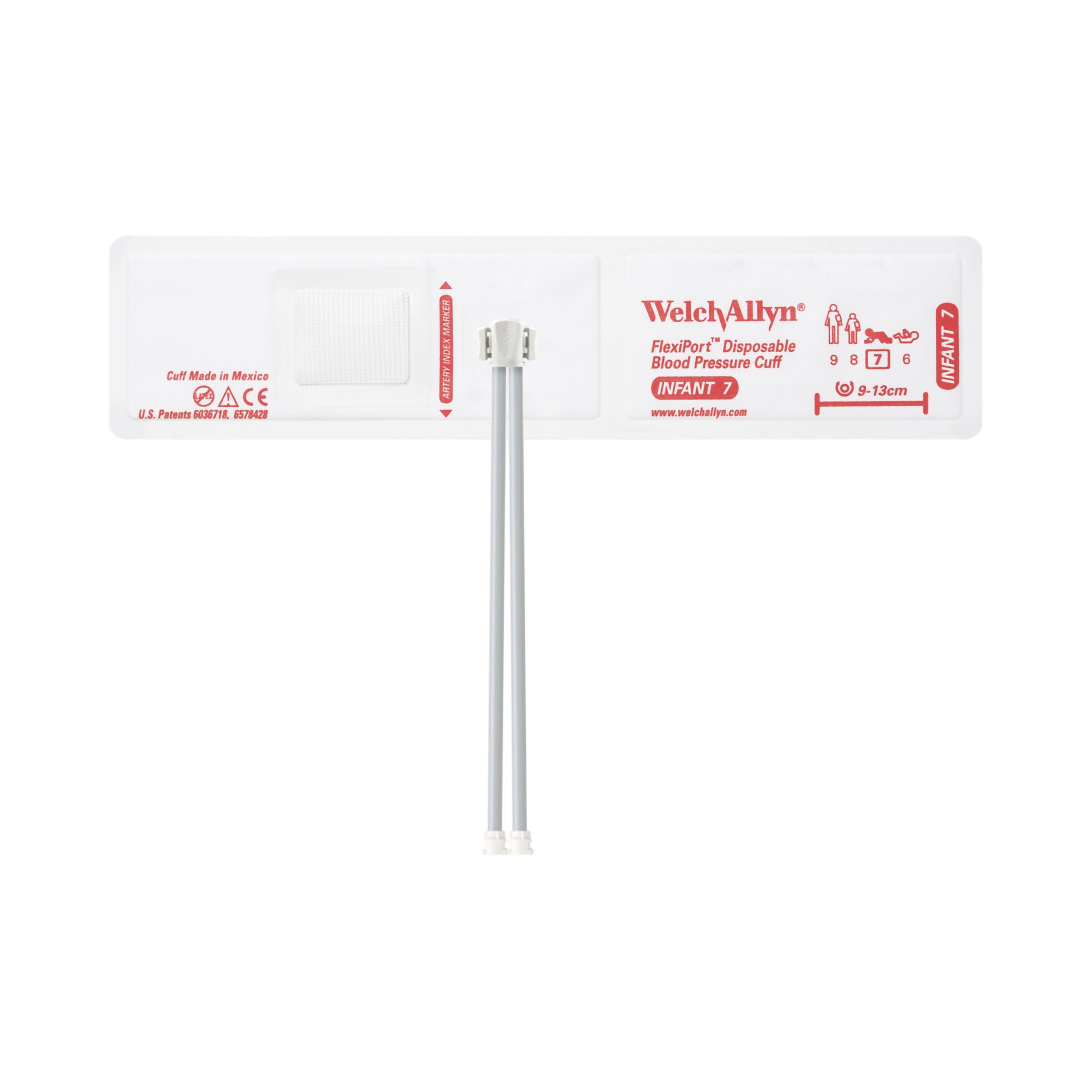 Welch Allyn - SOFT-07-2MQ Single Patient Use Blood Pressure Cuff FlexiPort® 9 to 13 cm Arm Cloth Fabric Cuff Infant Cuff