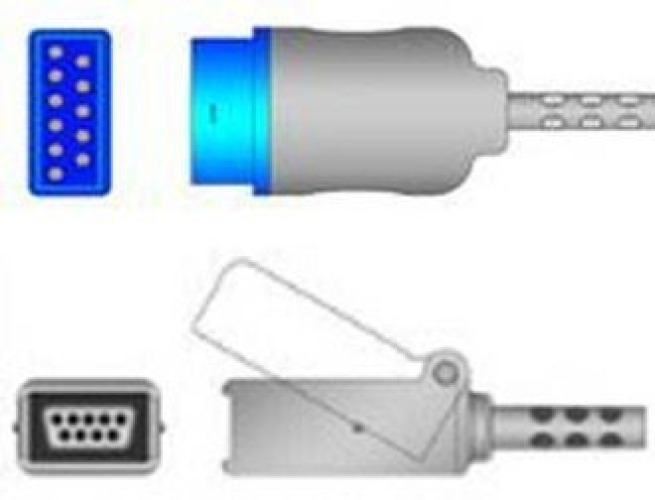 Sage Services Group - E02-22M SpO2 Extension Cable Sage Services 11-Pin Connector Monitor Side, 9-Pin Connector Sensor Side, 2.2m
