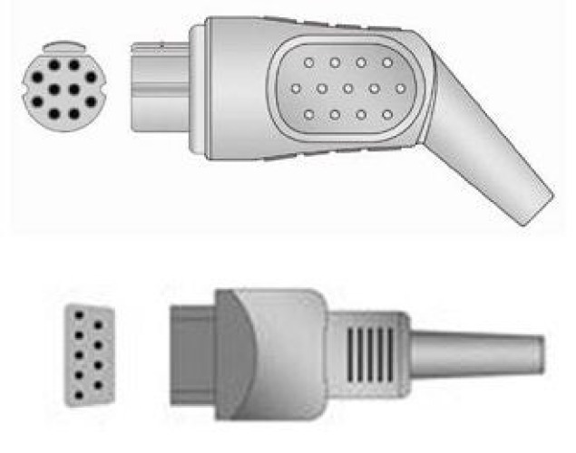 Sage Services Group - E05-22M SpO2 Extension Cable Sage Services 10-Pin Connector Monitor Side, 9-Pin Connector Sensor Side, 2.2m