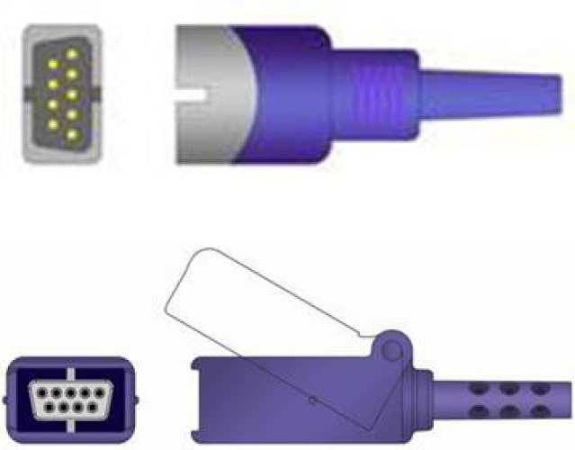Sage Services Group - E06-11M SpO2 Extension Cable Sage Services 9-Pin Connector Monitor Side, 9-Pin Connector Sensor Side, 1.1m