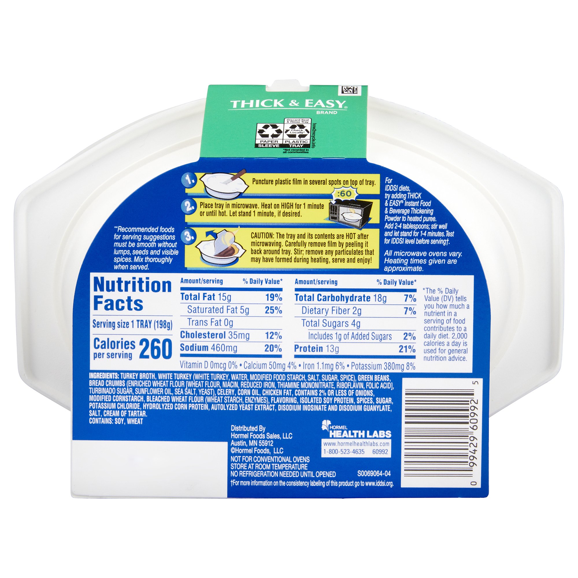 Lyons Magnus LLC 160749 - Thick & Easy® Purées Turkey with Stuffing and Green Beans Purée Thickened Food - 1/Each, 7/Case