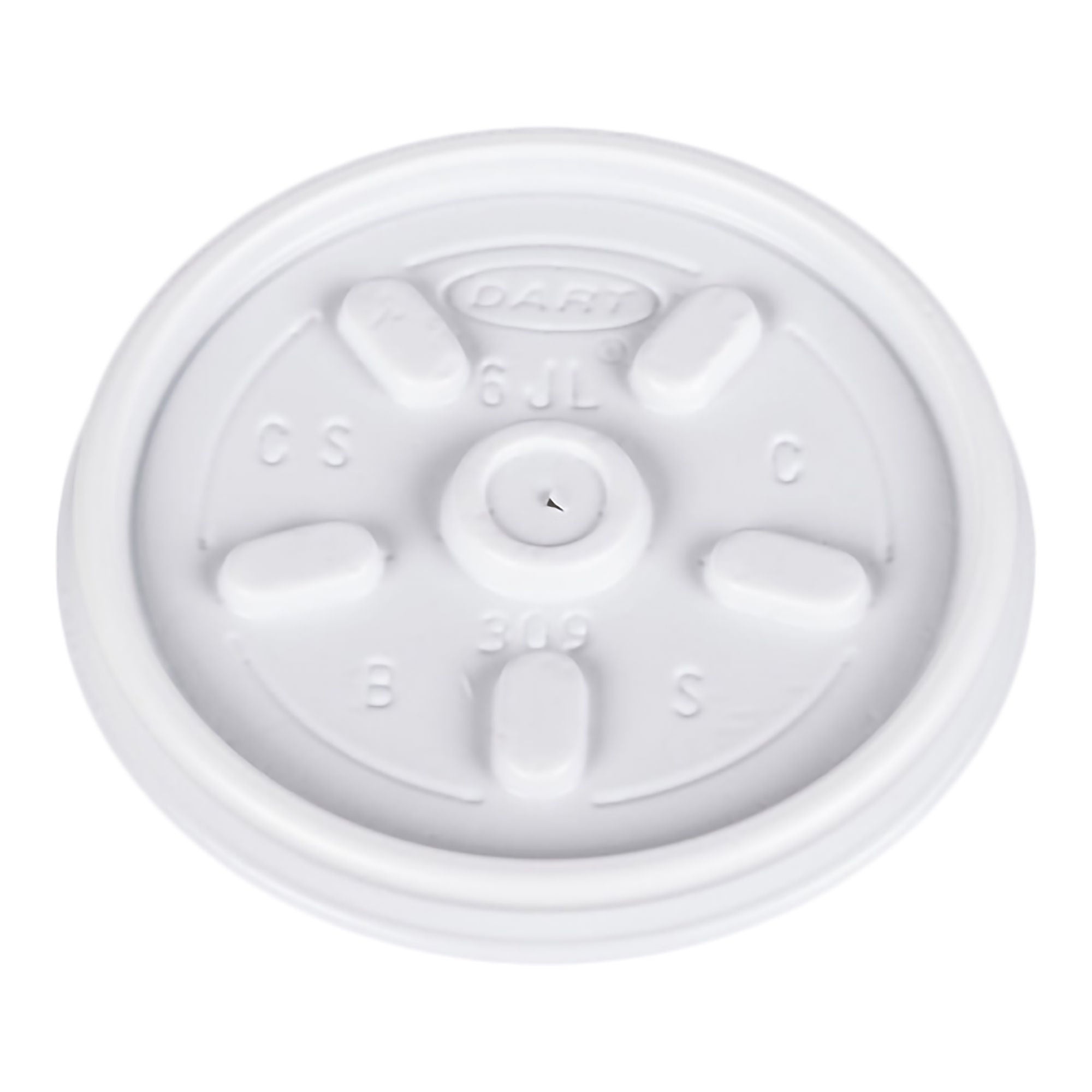 RJ Schinner Co - 6JL Drinking Cup Lid Dart® For 6J6, 6X6, 3.5J6, 4J6 Cups White Plastic Disposable