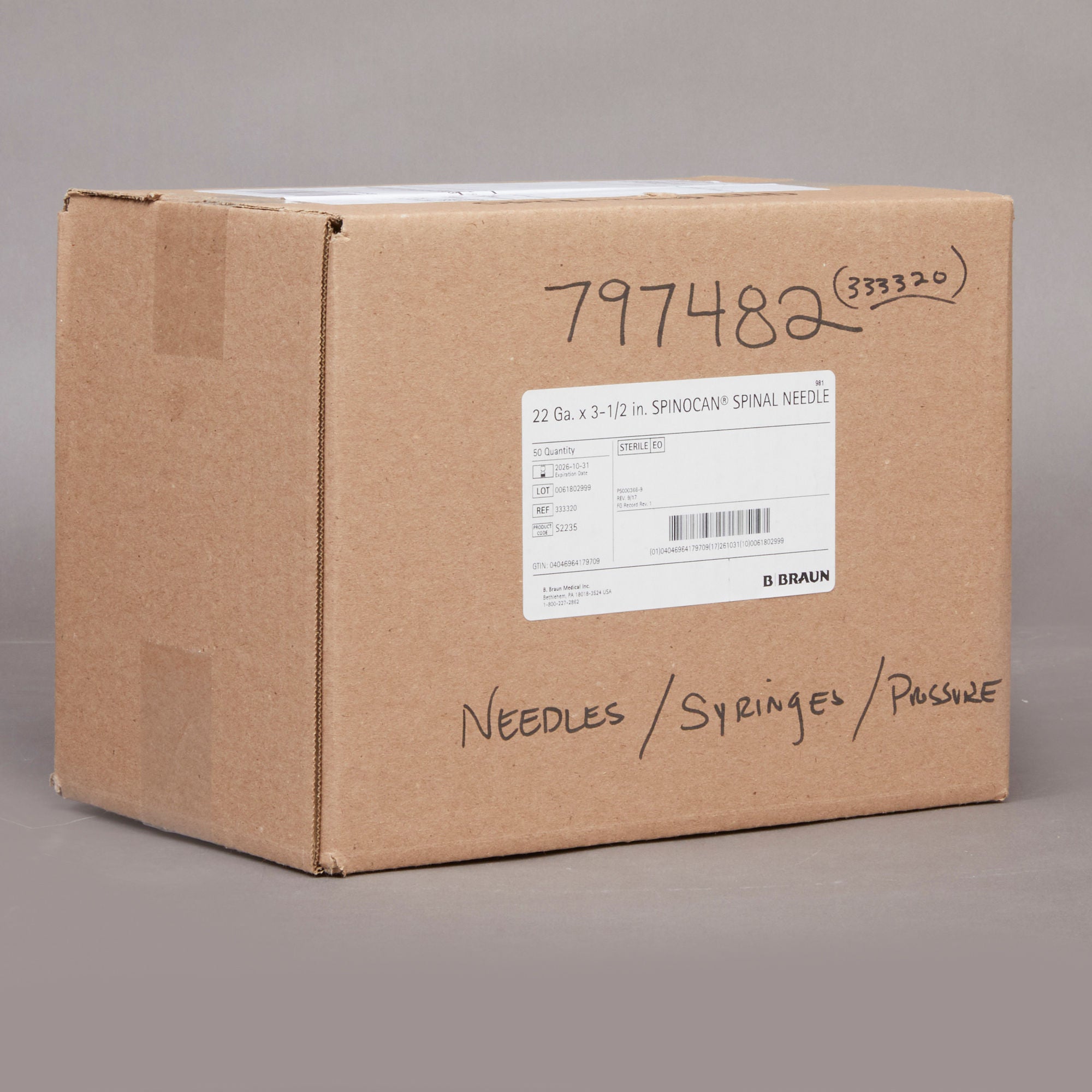 B. Braun - 333320 Spinal Needle Spinocan® Quincke Style 22 Gauge 3-1/2 Inch Length Sterile