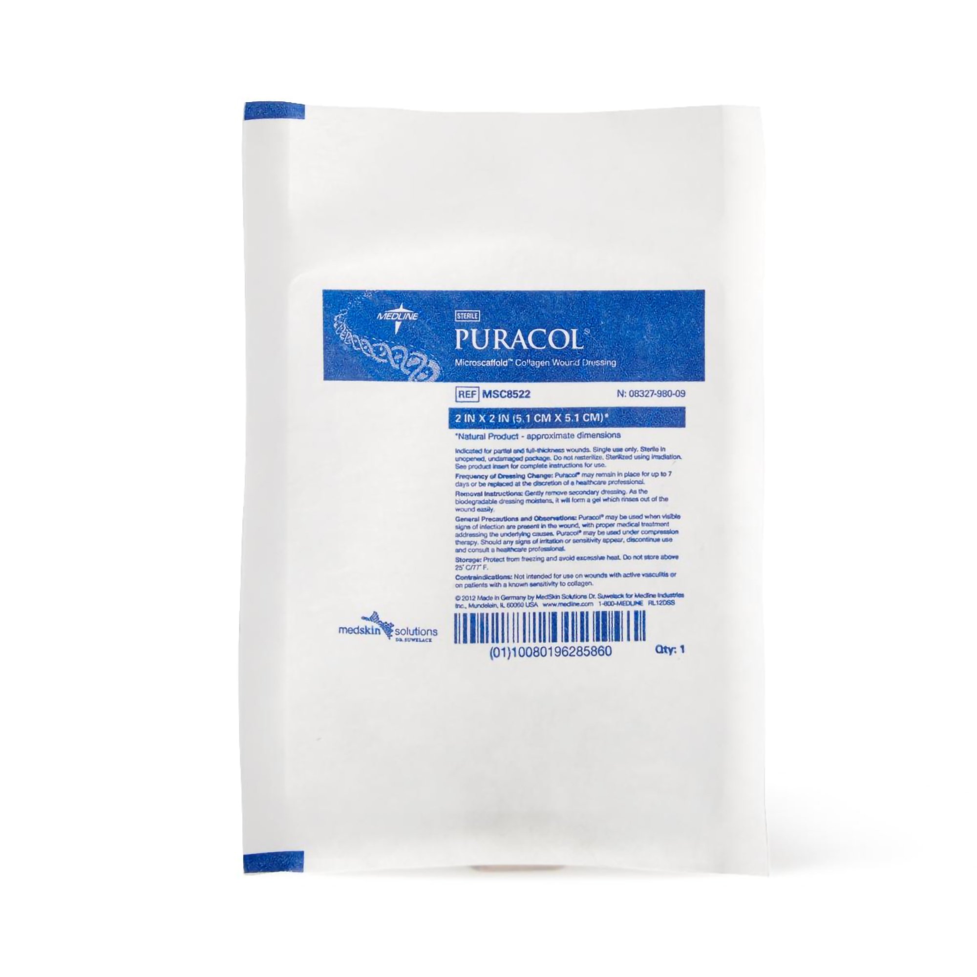 Medline MSC8522 - Puracol™ Collagen Wound Dressing, 2 x 2 inch - 1/Each, 10/Box, 50/Case