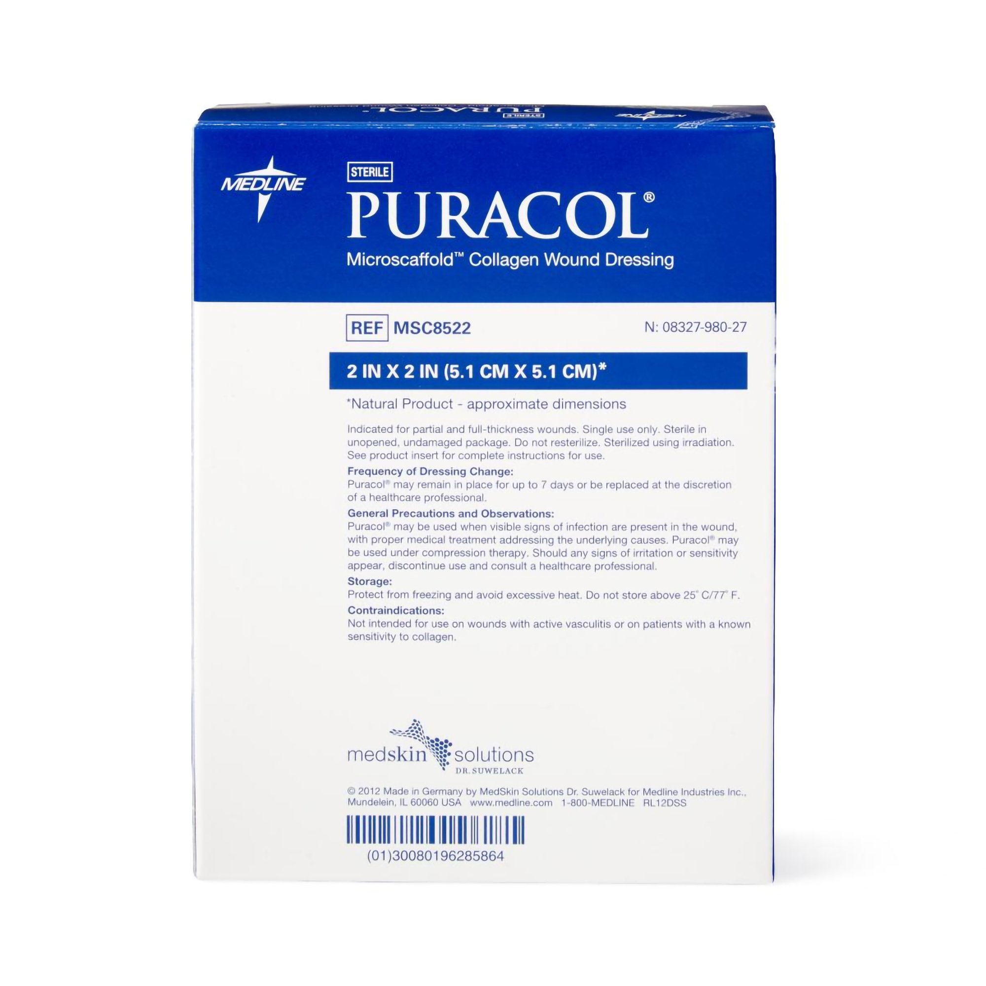 Medline MSC8522 - Puracol™ Collagen Wound Dressing, 2 x 2 inch - 1/Each, 10/Box, 50/Case