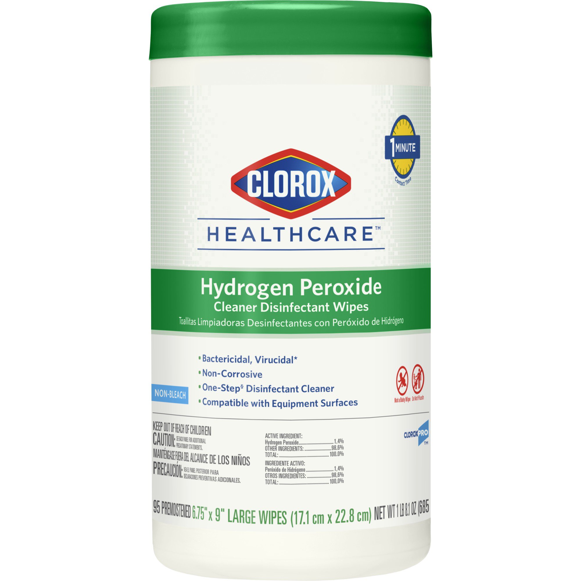 The Clorox Company 30824 - Clorox Healthcare® Hydrogen Peroxide Cleaner Disinfectant Wipes, Canister - 1/Carton, 6/Case