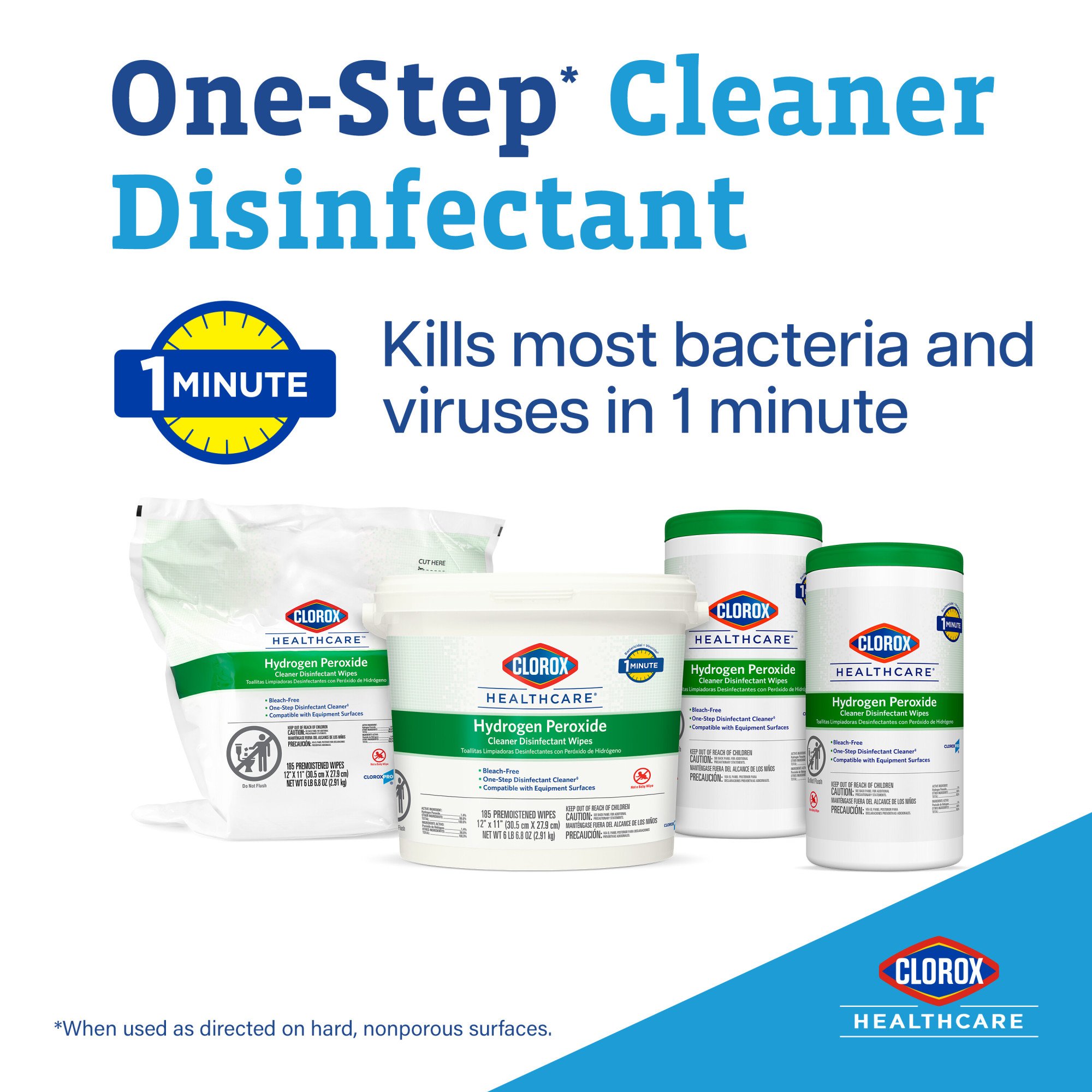 The Clorox Company 30824 - Clorox Healthcare® Hydrogen Peroxide Cleaner Disinfectant Wipes, Canister - 1/Carton, 6/Case