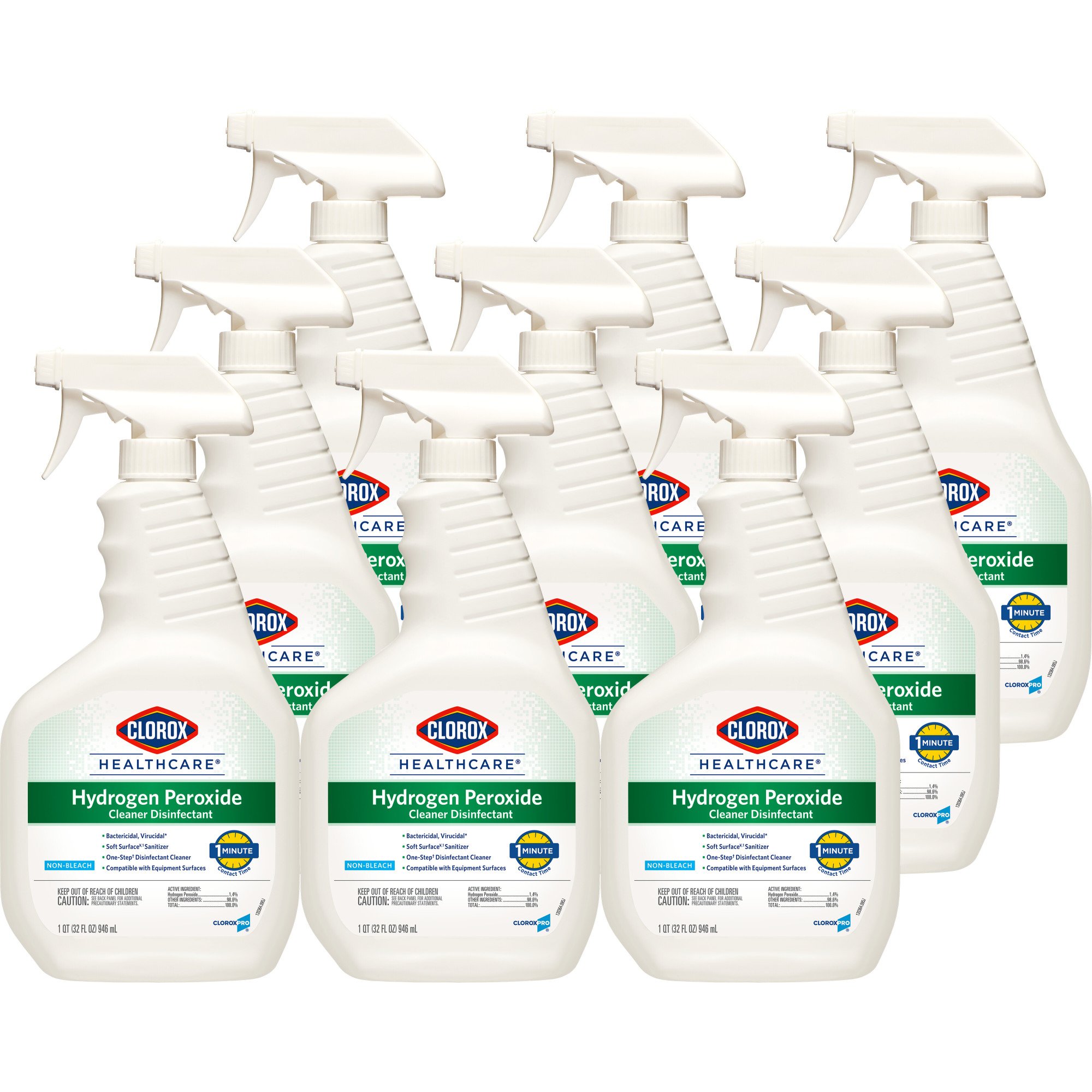 The Clorox Company 30828 - Clorox Healthcare® Hydrogen Peroxide Cleaner Disinfectant, Spray Bottle, 32 oz. - 1/Each, 9/Case