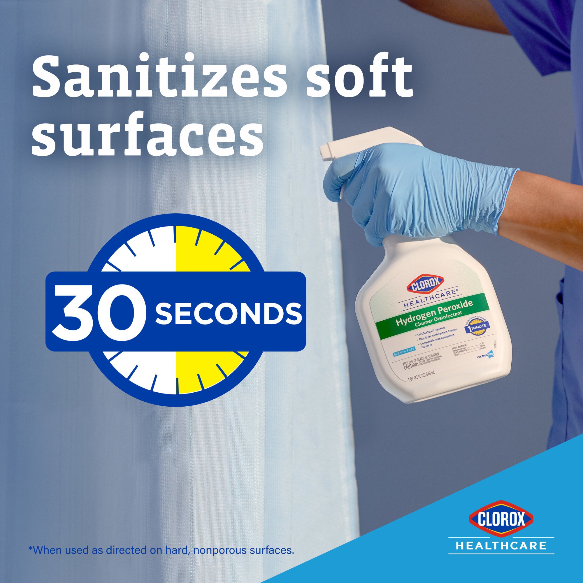 The Clorox Company 30828 - Clorox Healthcare® Hydrogen Peroxide Cleaner Disinfectant, Spray Bottle, 32 oz. - 1/Each, 9/Case