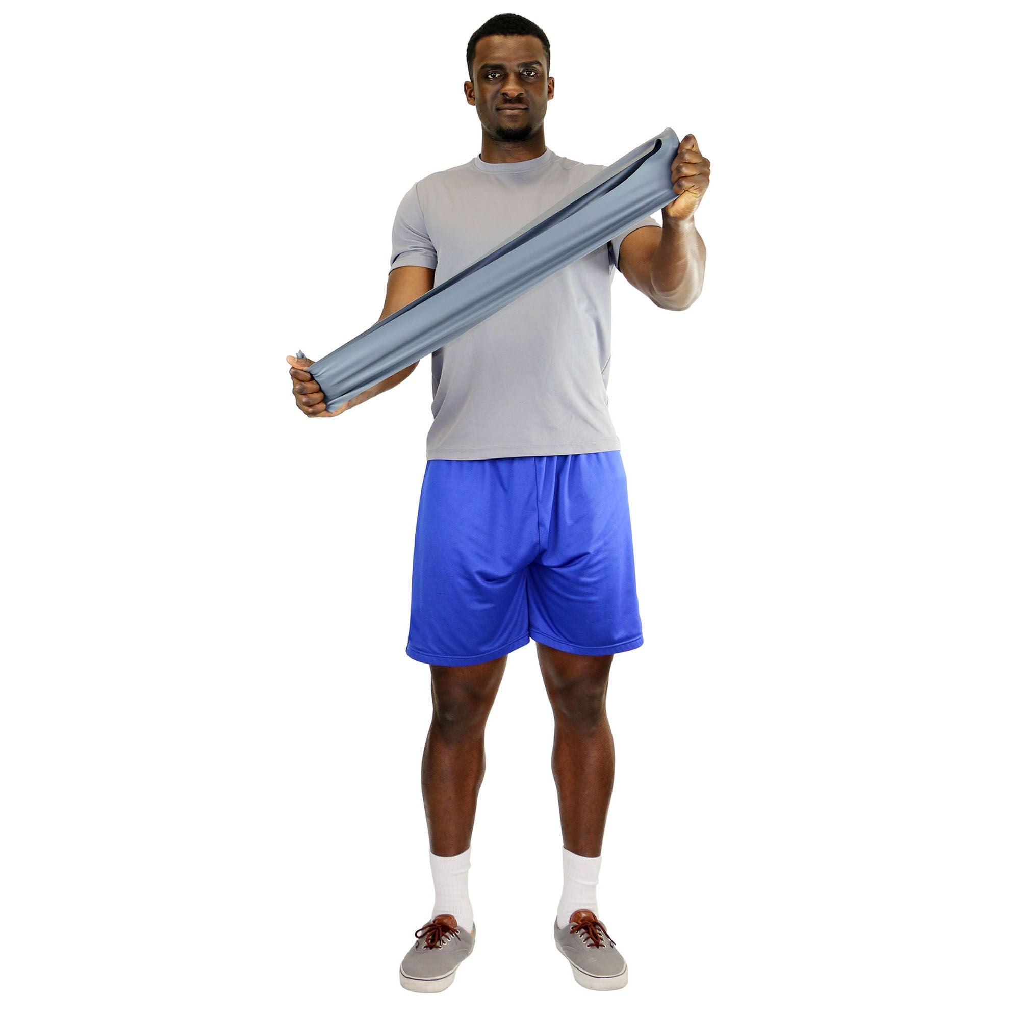 Fabrication Enterprises - 10-5226 Exercise Resistance Band CanDo® Low Powder Silver 5 Inch X 50 Yard 2X-Heavy Resistance