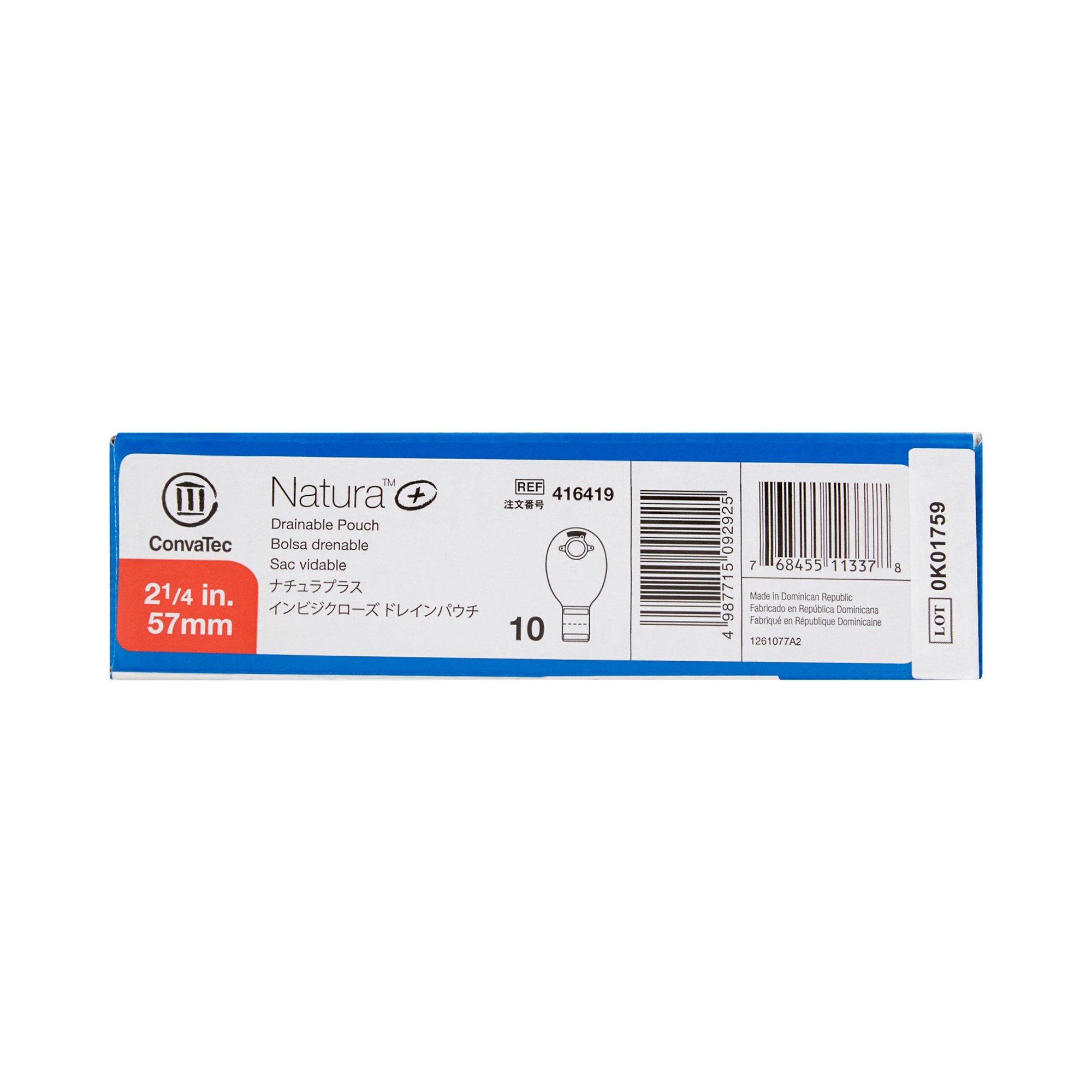 ConvaTec 416419 - Natura® Transparent Filtered Ostomy Pouch, 12-Inch Length, 57mm Flange - 1/Each, 10/Box