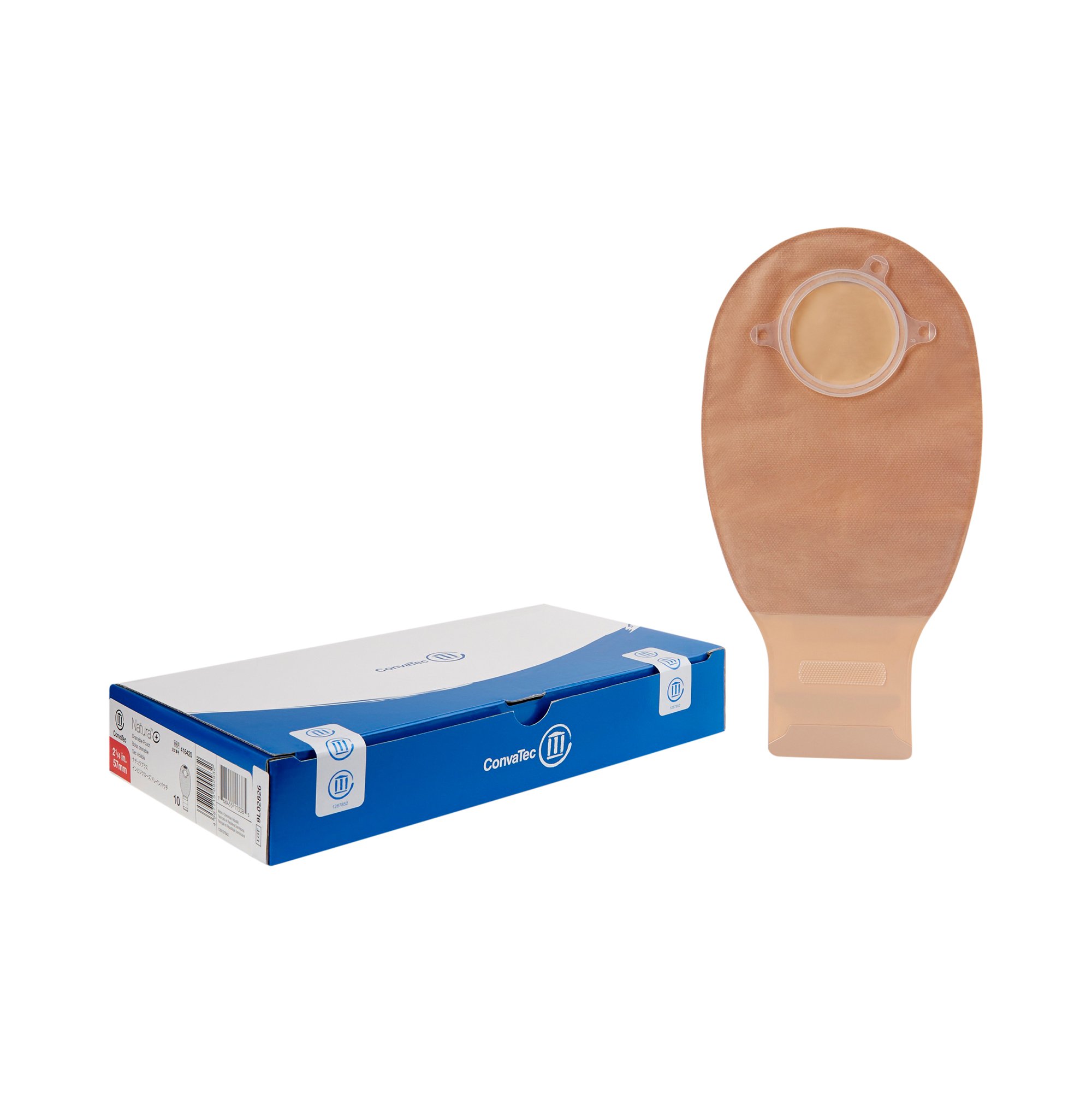 ConvaTec 416420 - Natura® Beige Filtered Ostomy Pouch, 12-Inch Length, 57mm Flange - 10/Box