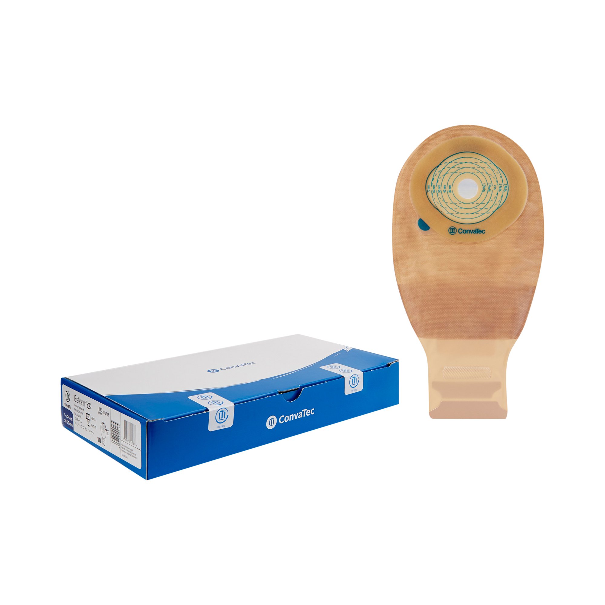 ConvaTec 416718 - Esteem™+ One-Piece Transparent Ostomy Pouch, Cut to Fit Stomas 20 – 70mm - 10/Box