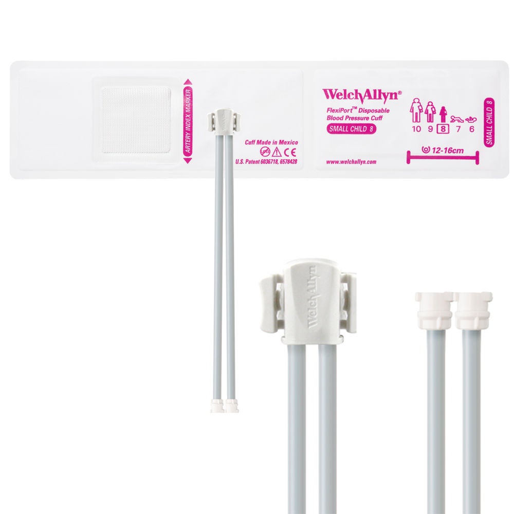 Welch Allyn - SOFT-08-2MQ Single Patient Use Blood Pressure Cuff FlexiPort® 13 to 16 cm Arm Cloth Fabric Cuff Small Child Cuff