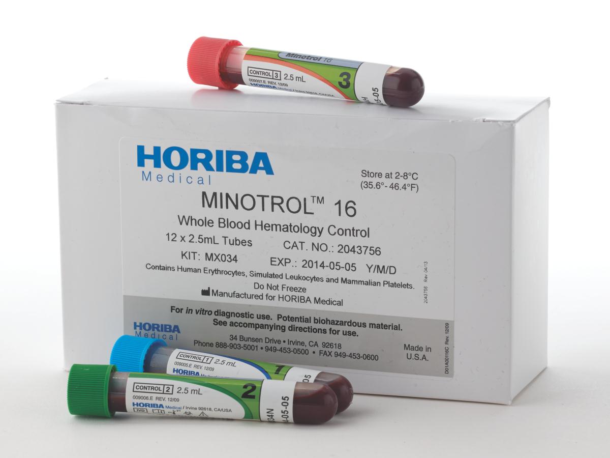 Horiba - 5300100161 Hematology Control Set Minotrol™ 16 with QC CD 3 Levels 12 X 2.5 mL