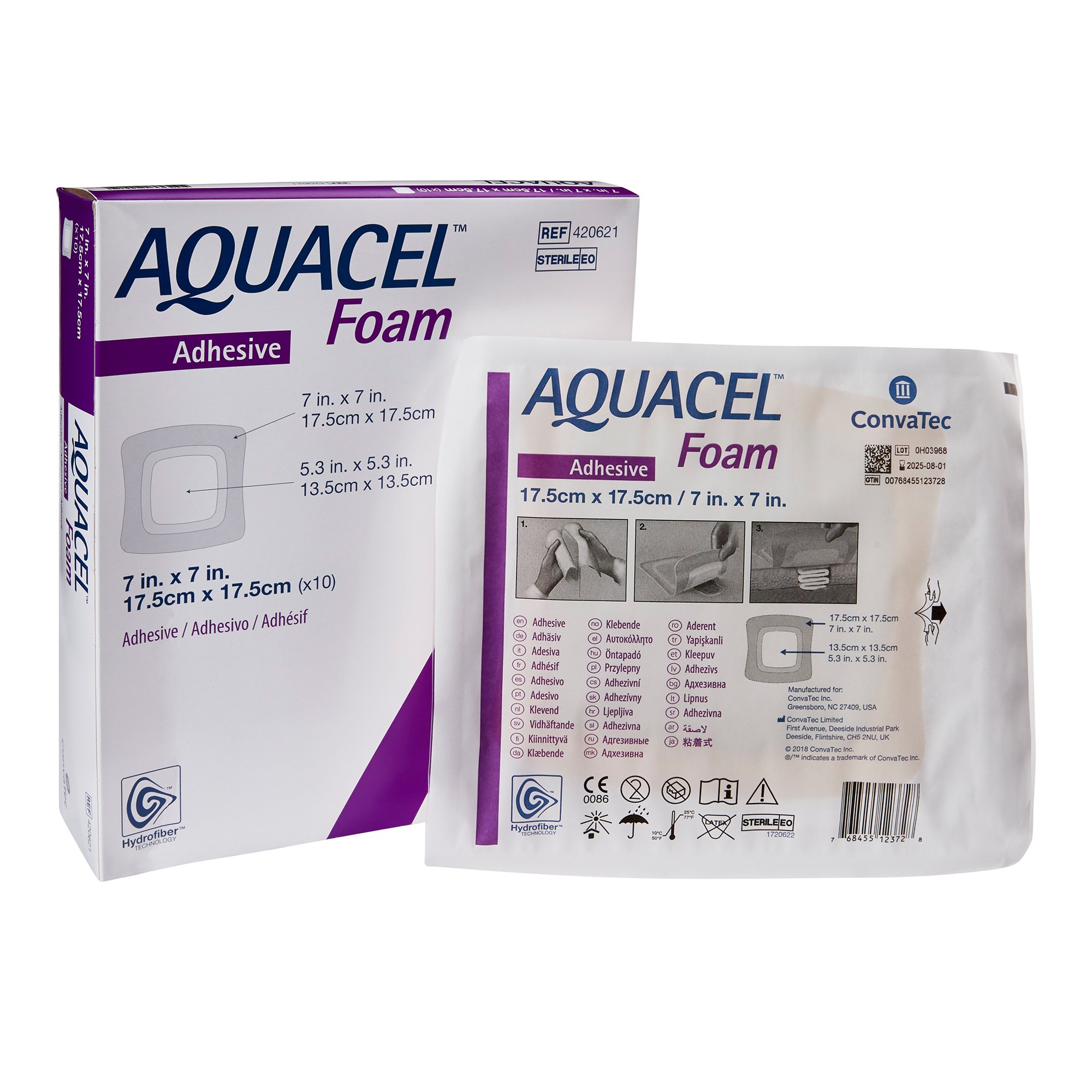 ConvaTec - 420621 Aquacel® Silicone Adhesive with Border Silicone Foam Dressing