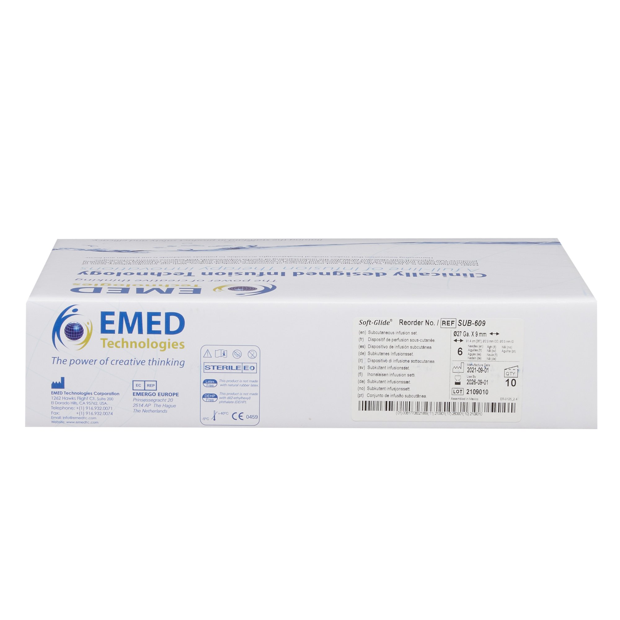 EMED Technologies SUB-609 - Sub-Q Subcutaneous Infusion Set - 10/Box