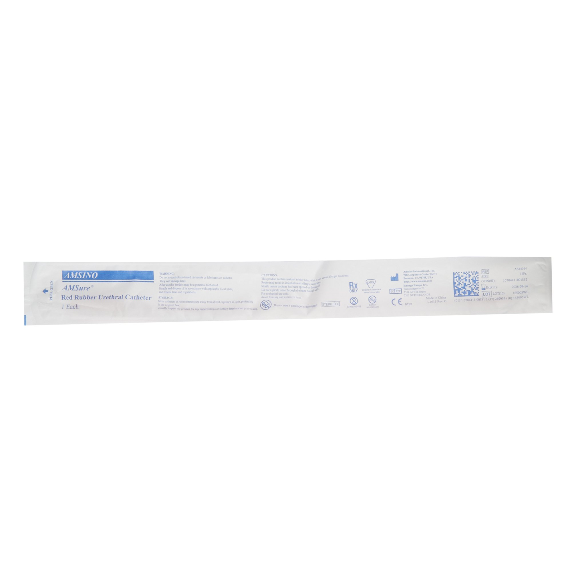 Amsino International - AS44014 AMSure® Male Rubber Latex Urethral Catheter