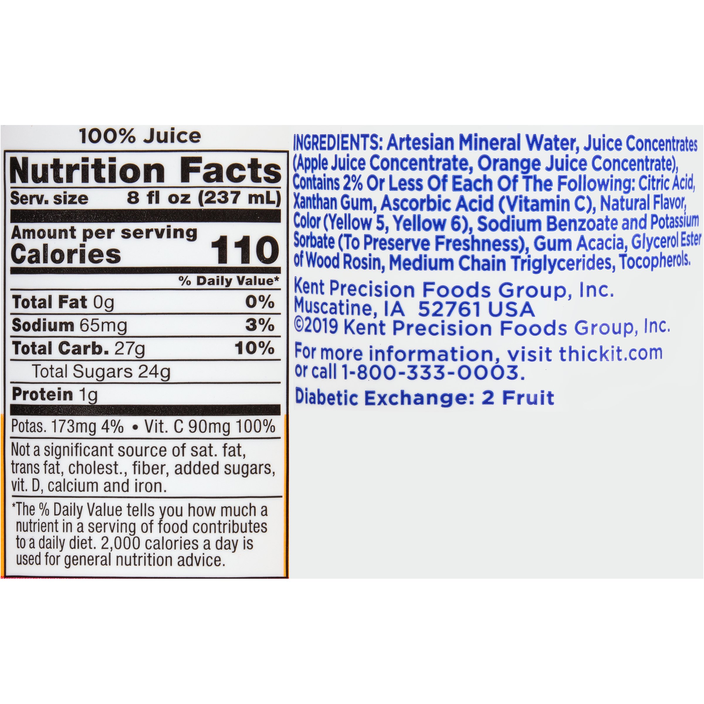 Kent Precision Foods - B476-L9044 Thick-It® Clear Advantage® Nectar Consistency Orange Thickened Beverage